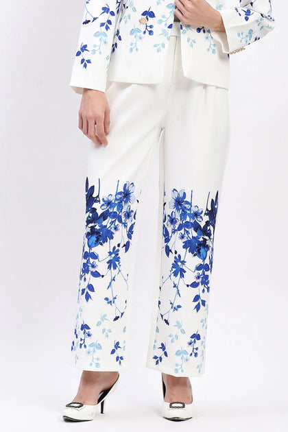 Elegant Floral Straight-Fit Trousers