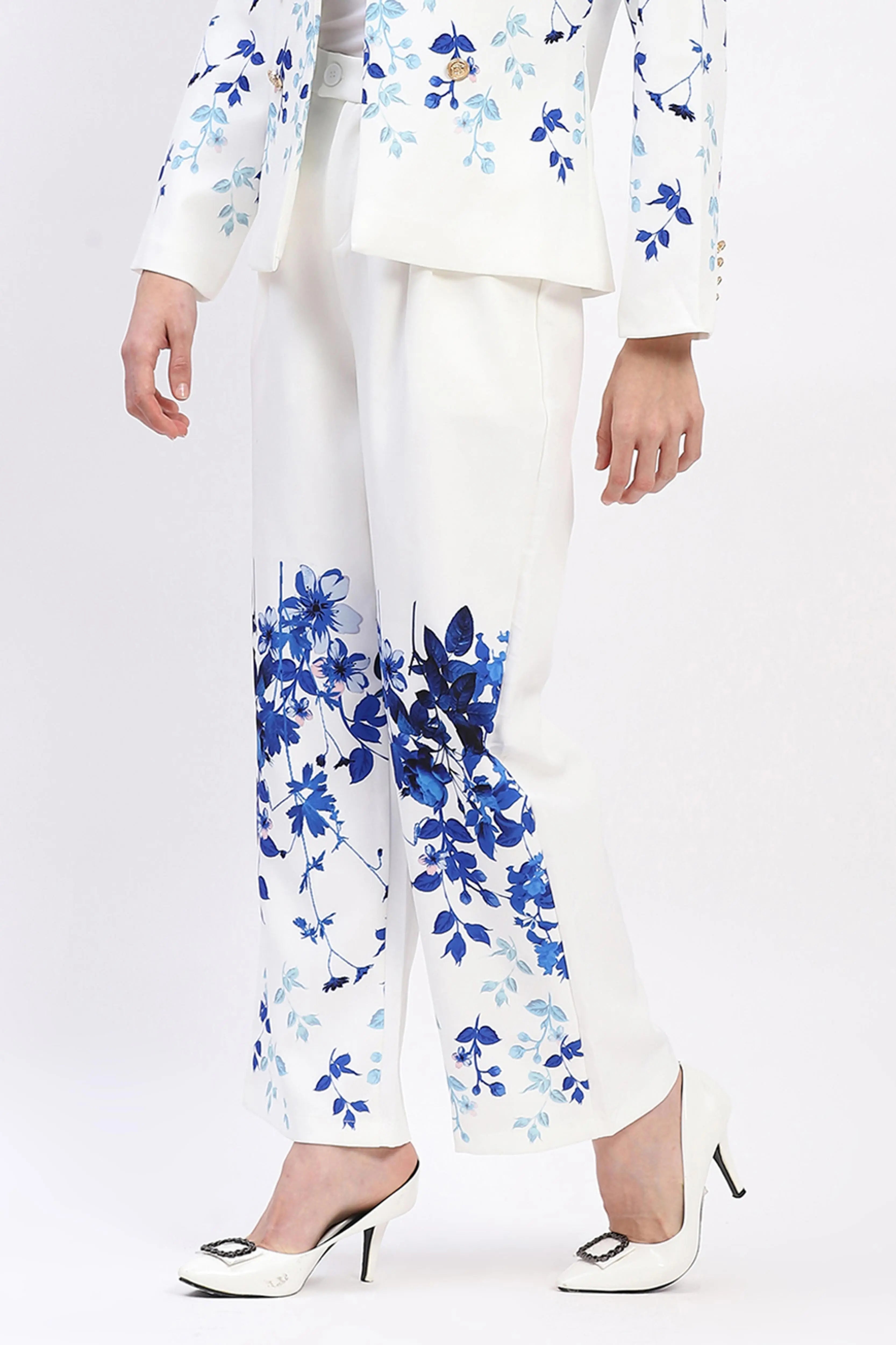 Elegant Floral Straight-Fit Trousers