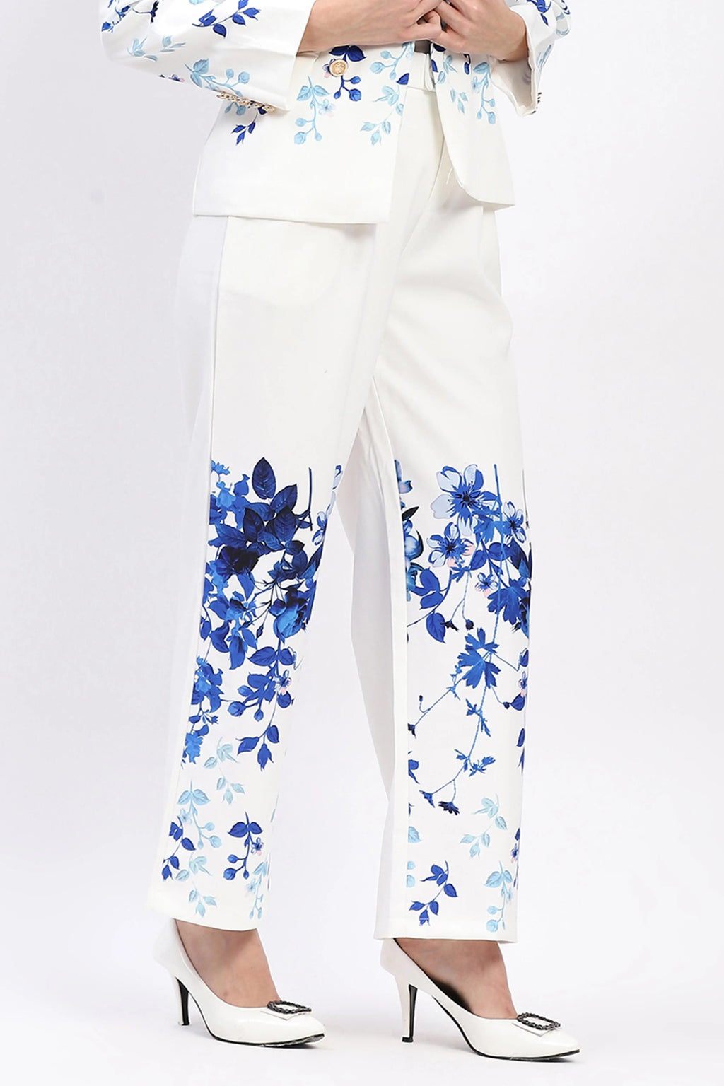 Elegant Floral Straight-Fit Trousers