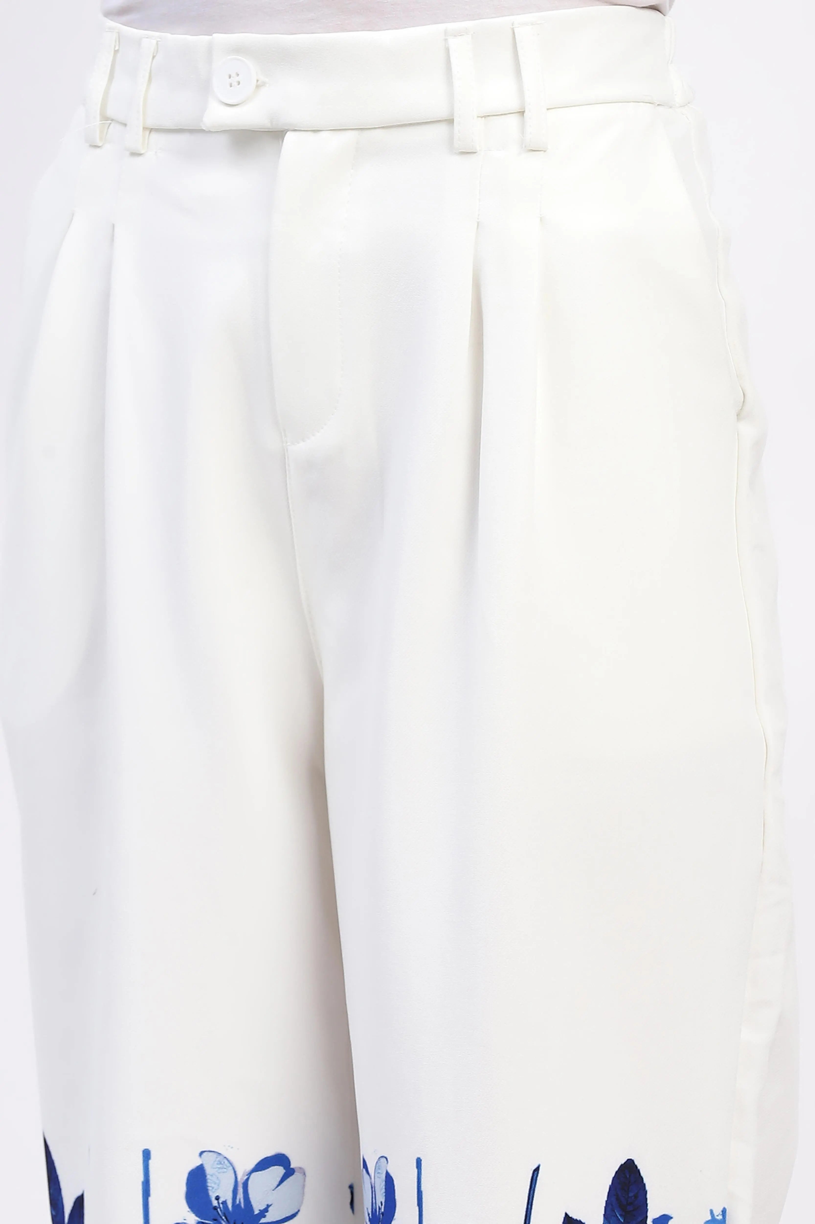 Elegant Floral Straight-Fit Trousers