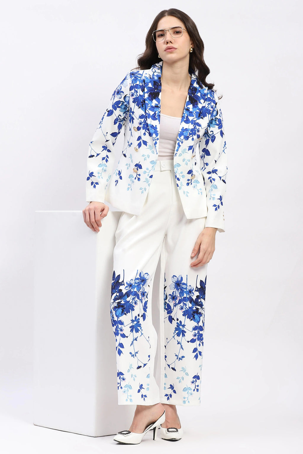 Elegant Floral Straight-Fit Trousers
