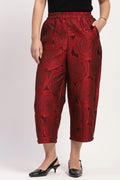 Red Floral Embossed Casual Lower