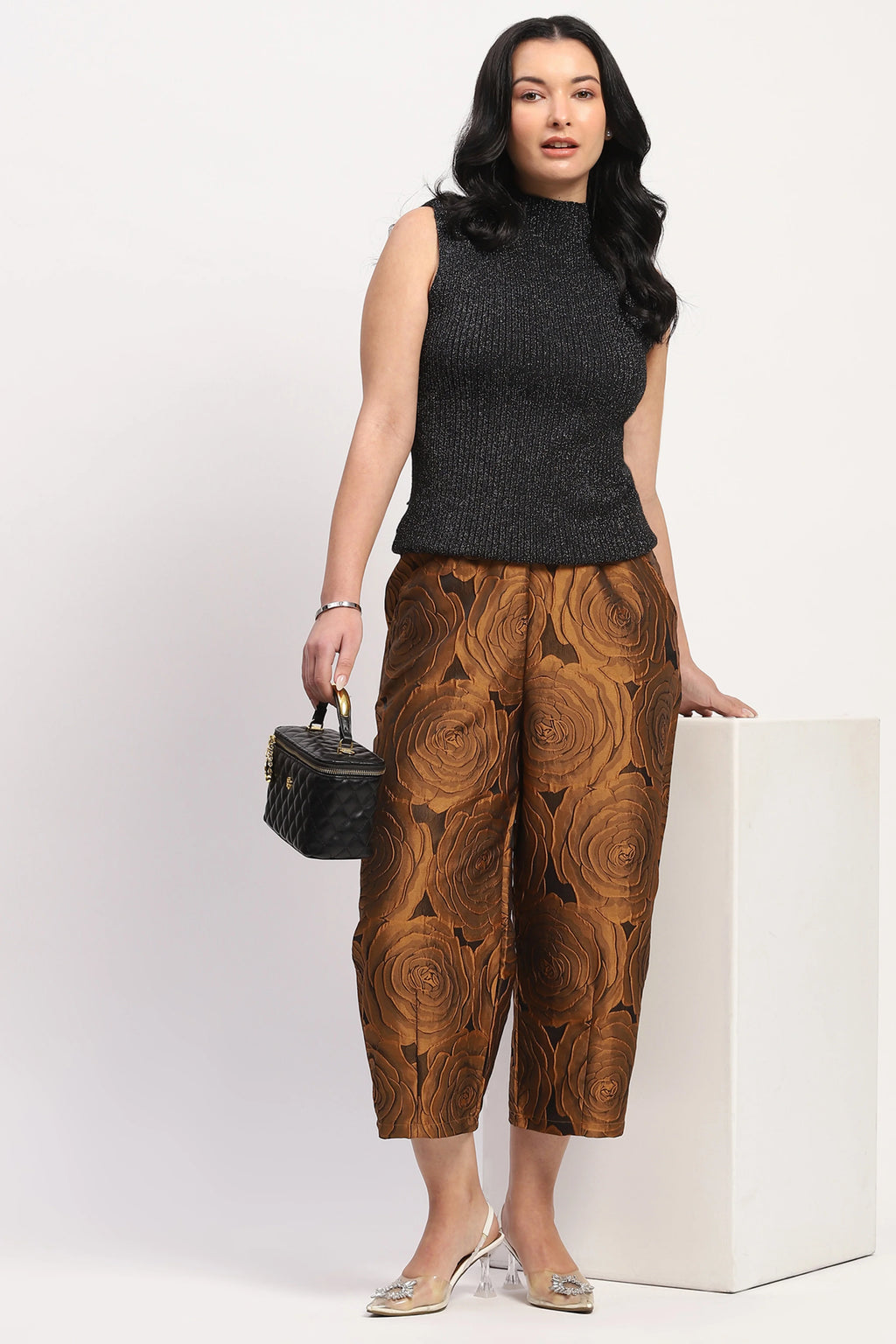 Brown Floral Embossed Lower