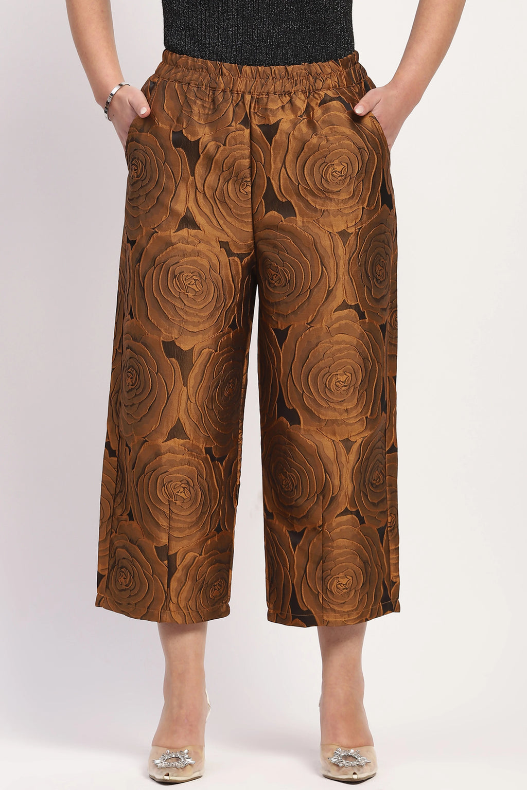 Brown Floral Embossed Lower