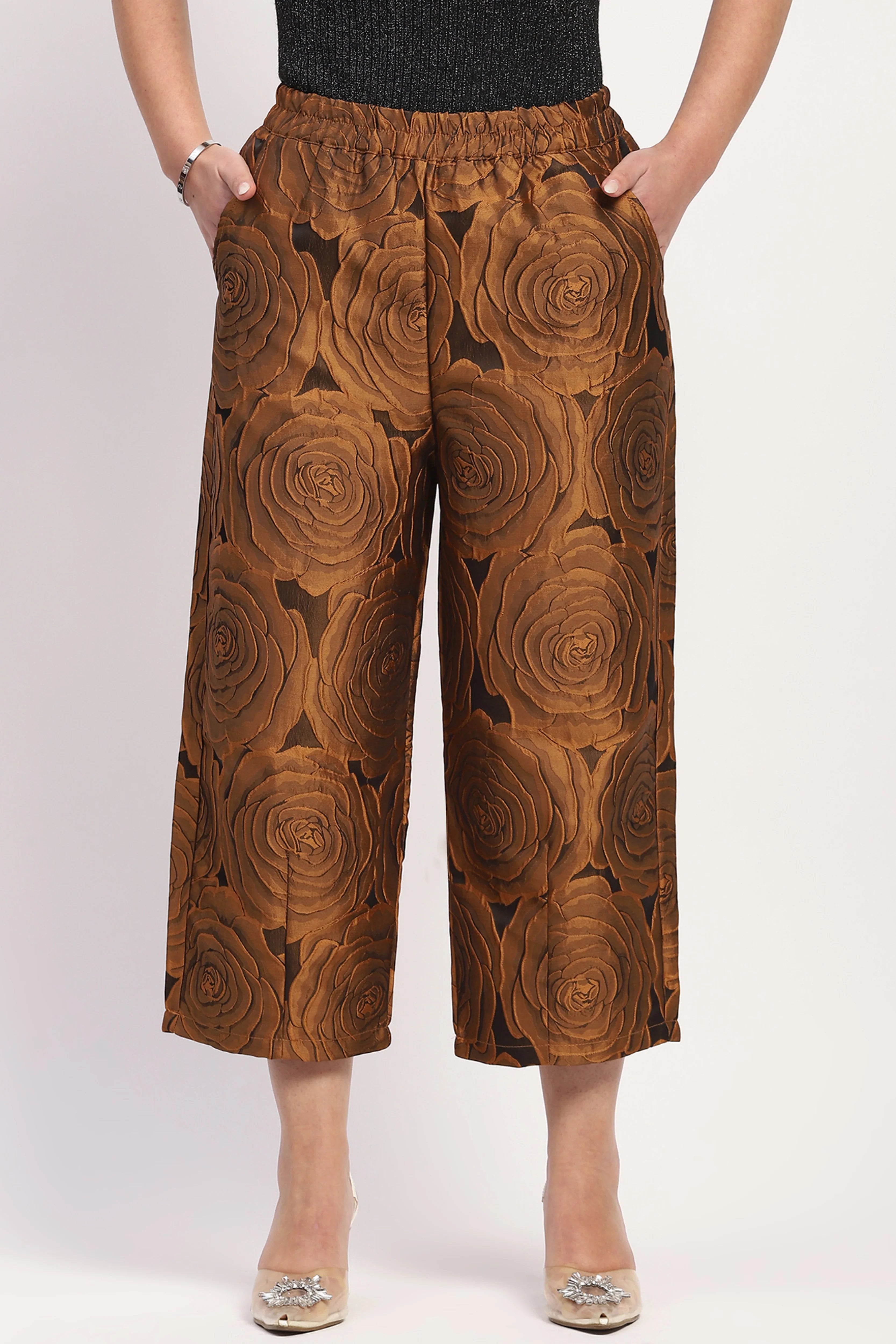 Brown Floral Embossed Lower