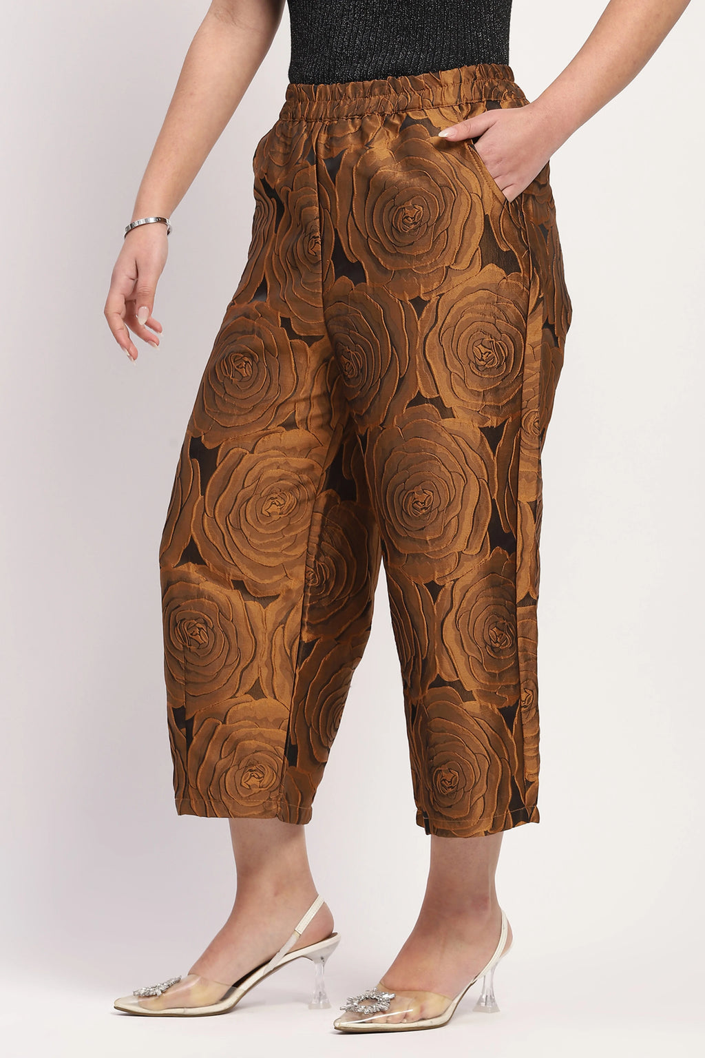 Brown Floral Embossed Lower