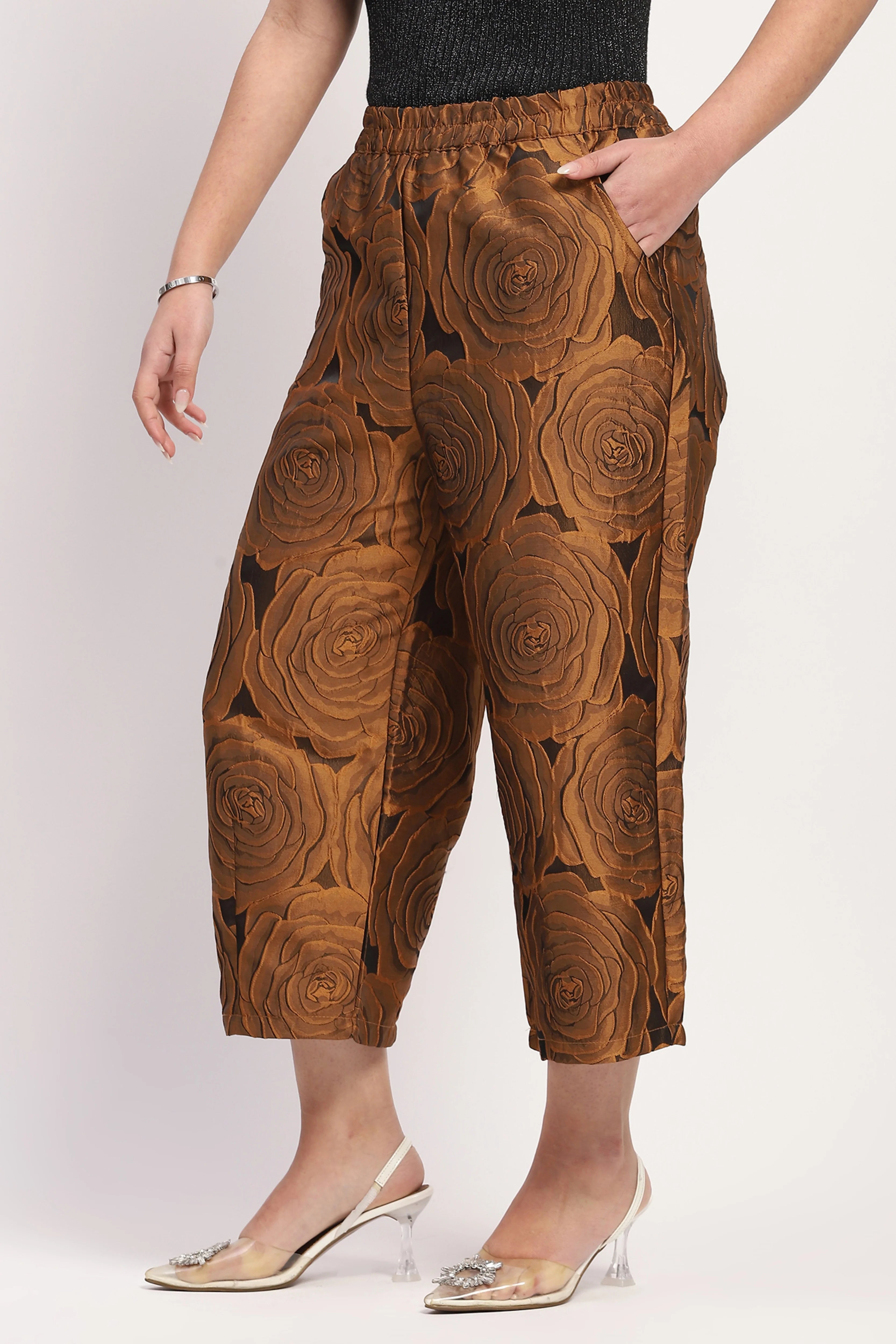Brown Floral Embossed Lower