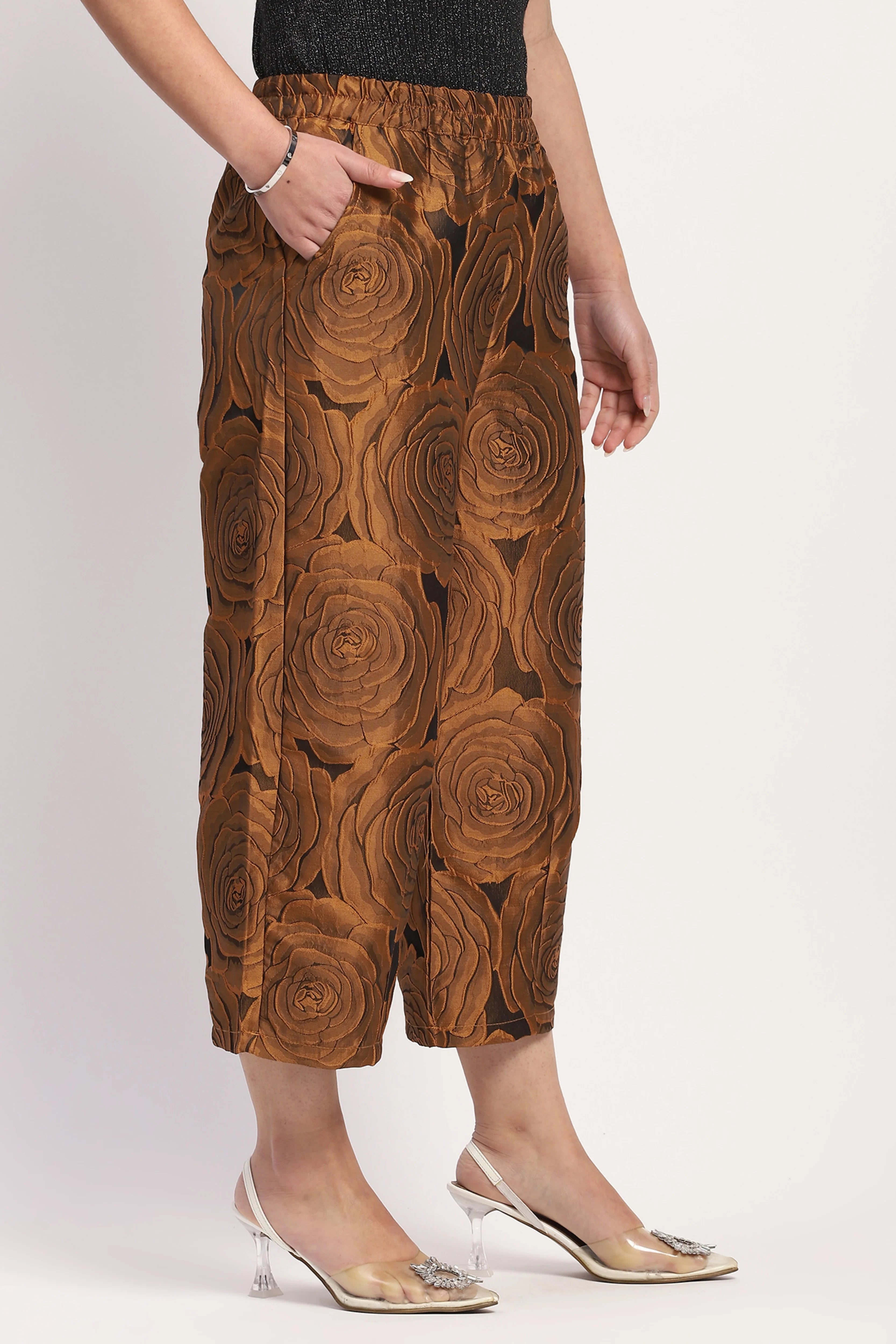 Brown Floral Embossed Lower