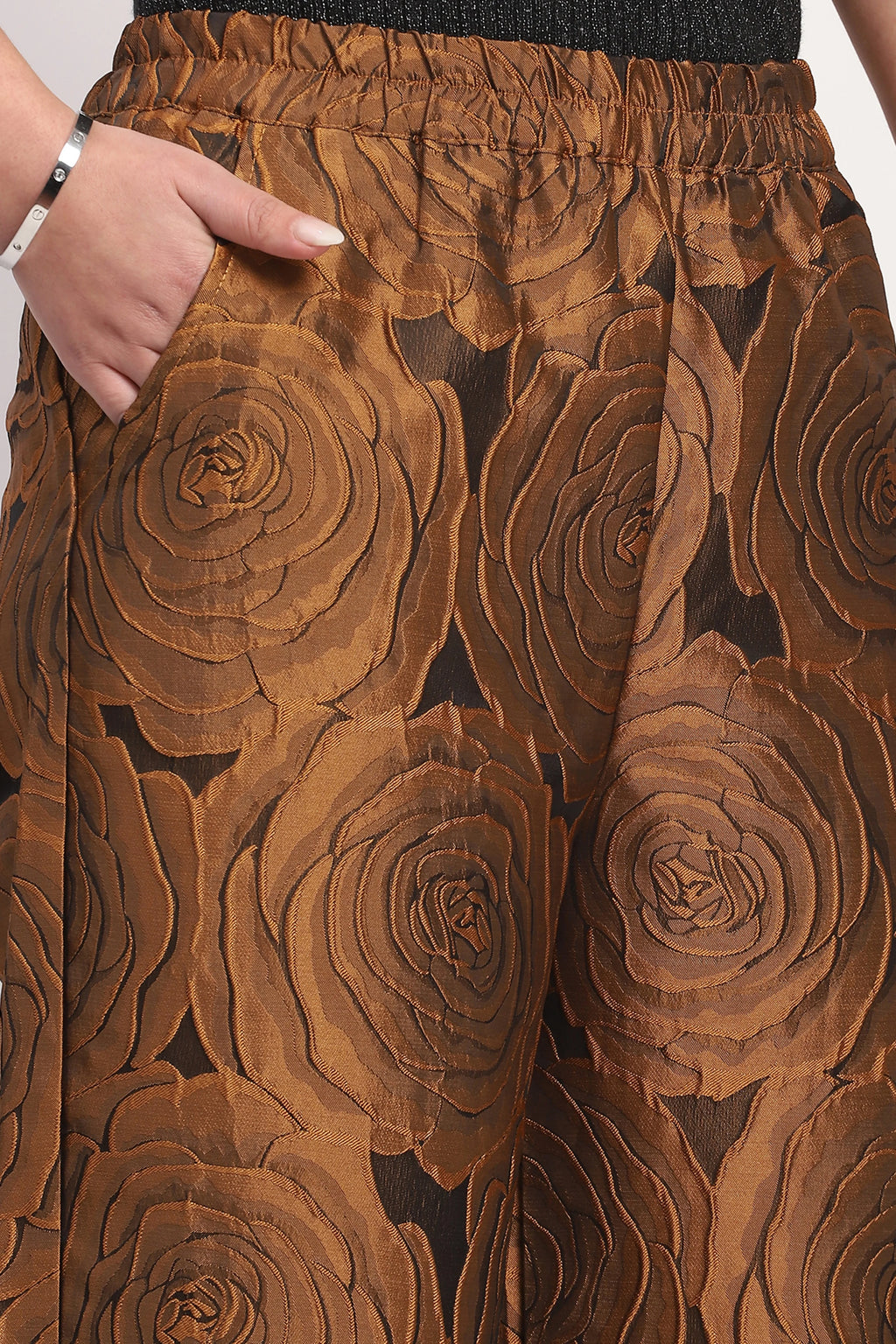 Brown Floral Embossed Lower