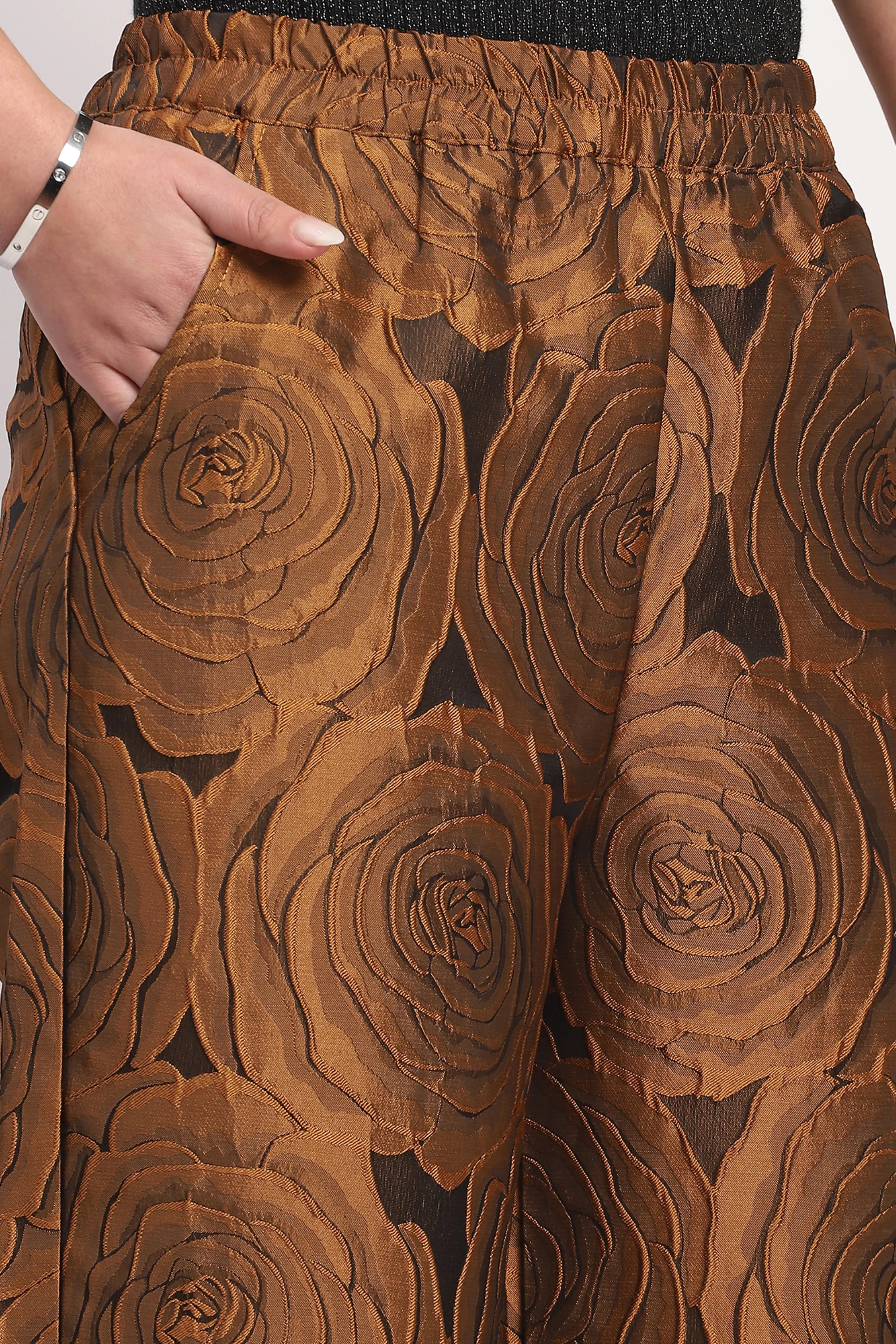 Brown Floral Embossed Lower
