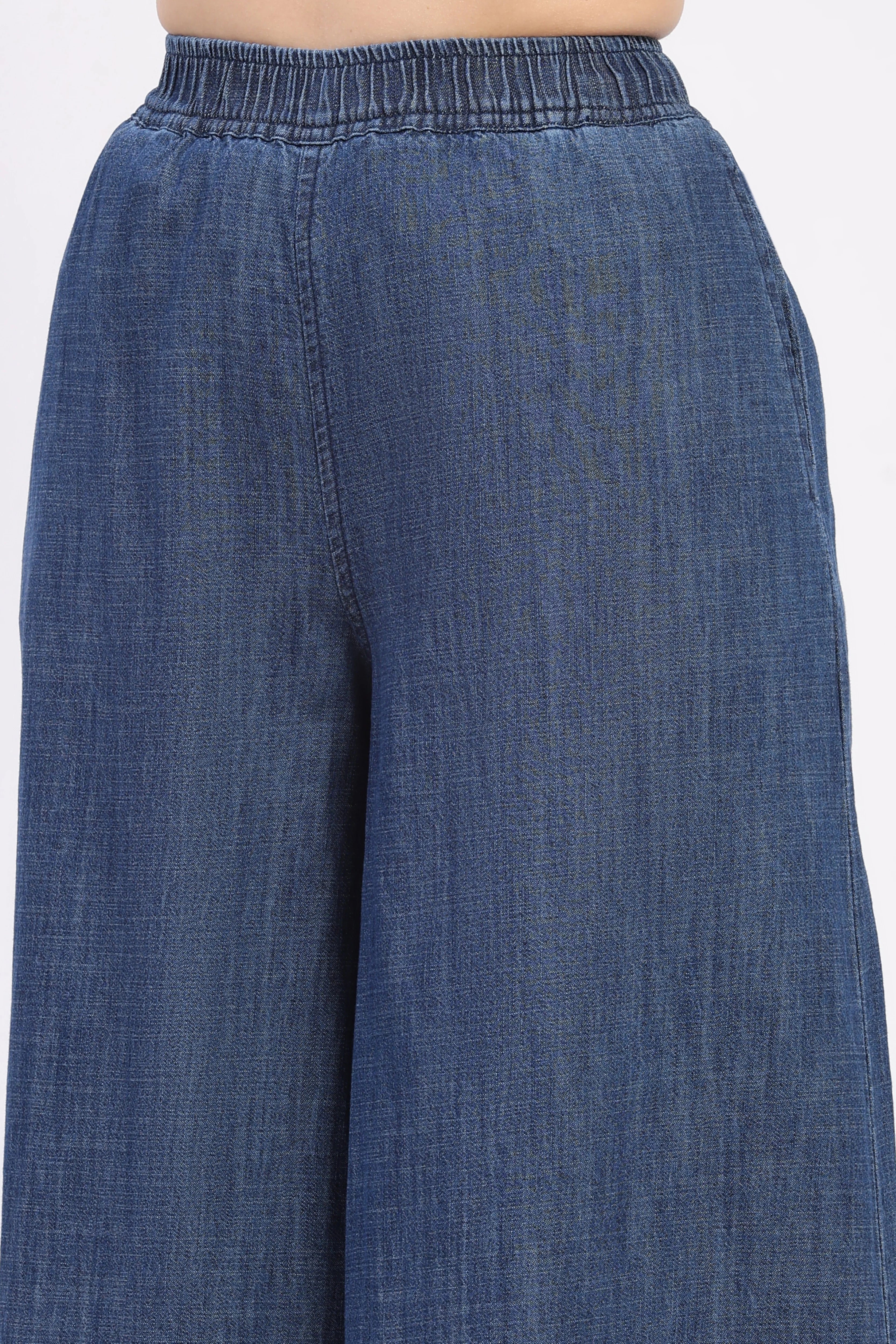 Blue Flared Cotton Lower