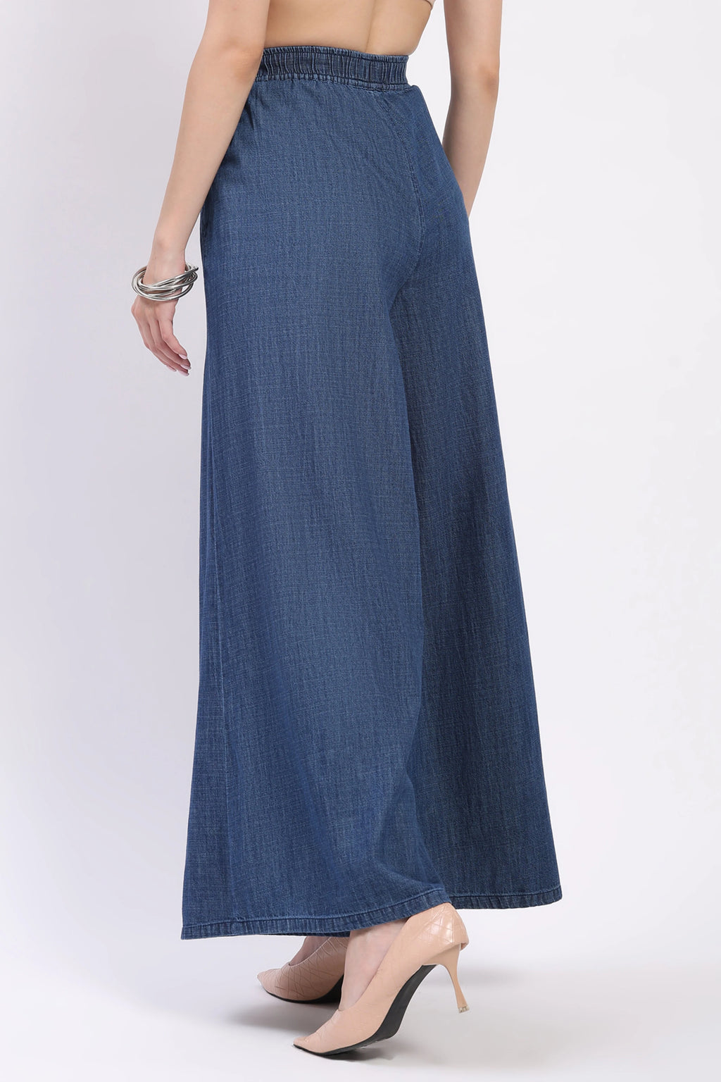 Blue Flared Cotton Lower