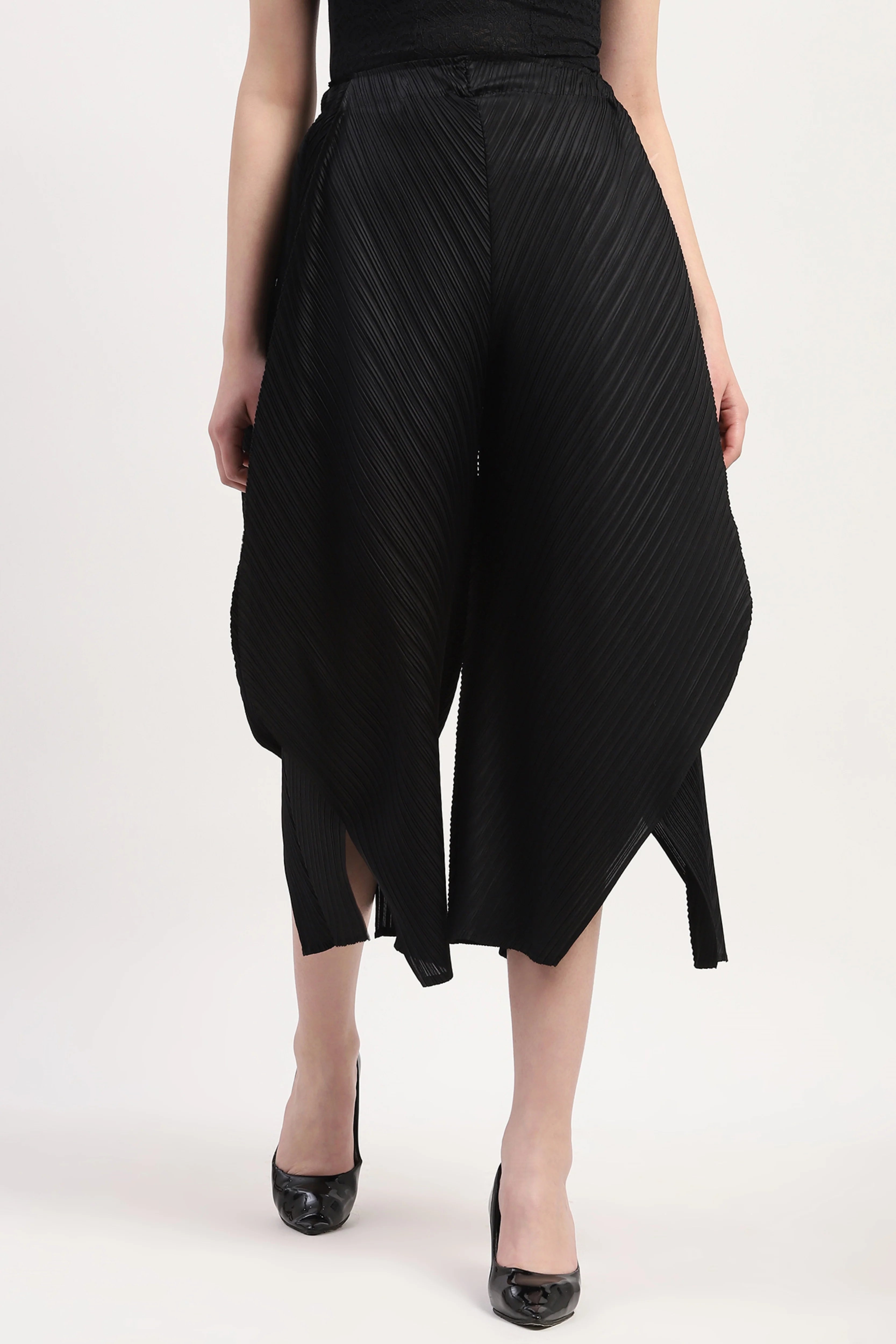 Black Polyester Solid Lower