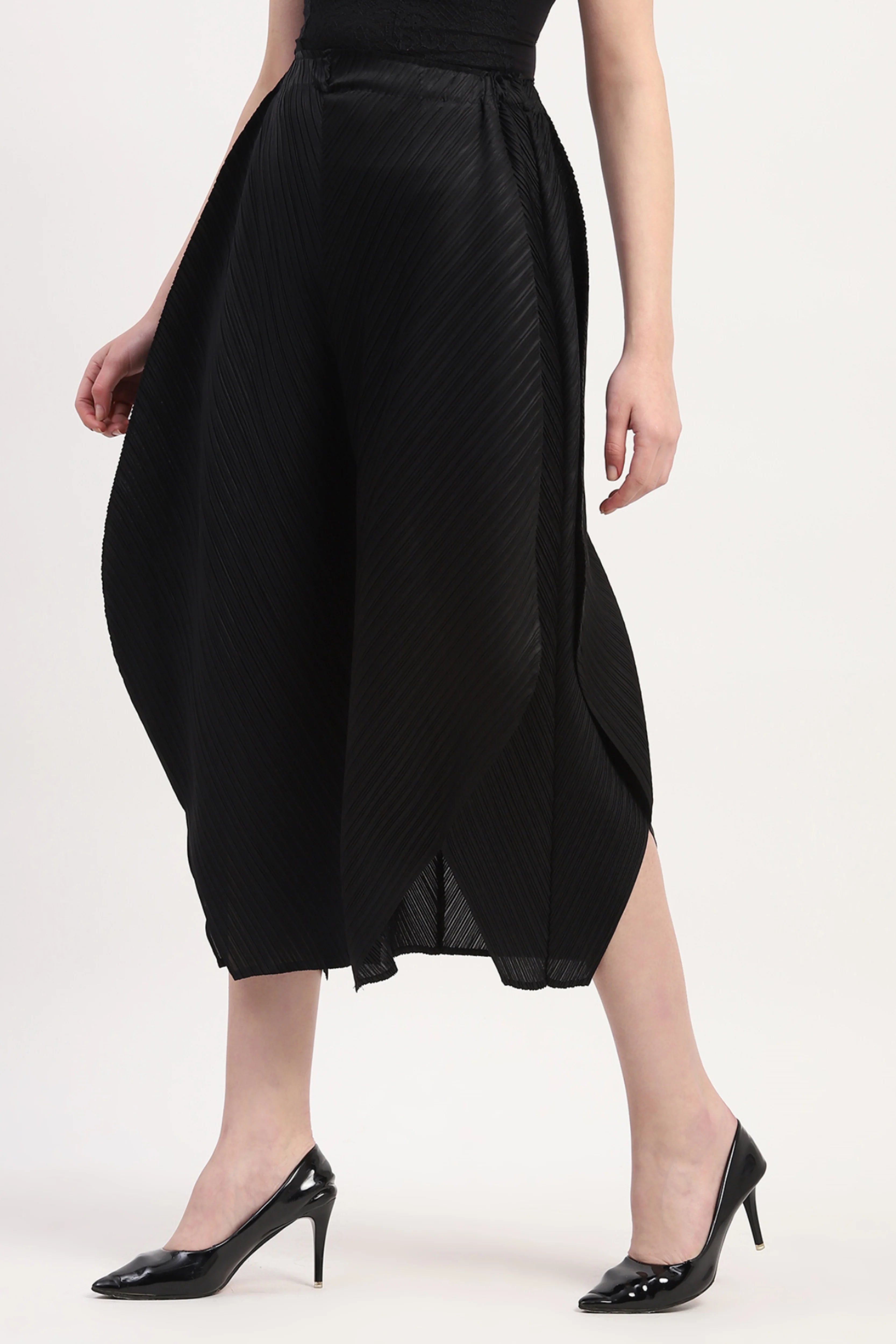 Black Polyester Solid Lower