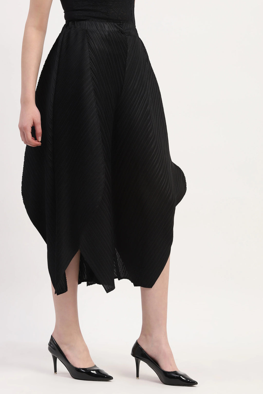 Black Polyester Solid Lower