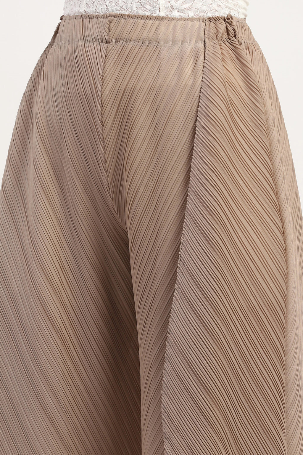 Beige Polyester Solid Lower