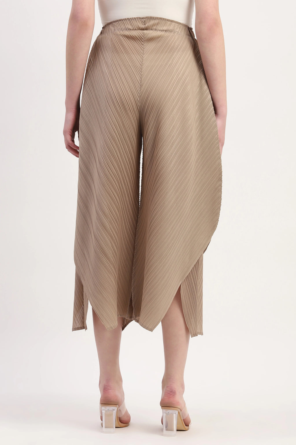 Beige Polyester Solid Lower