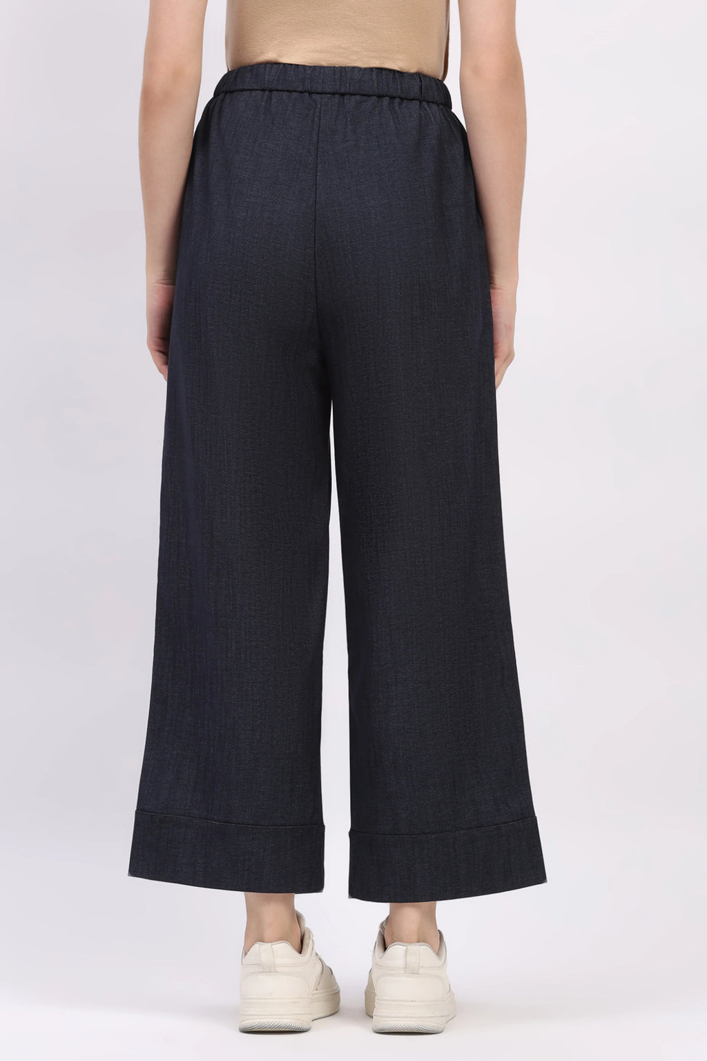 Blue Solid Straight Fit Lower