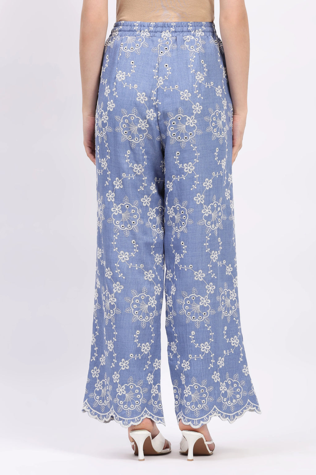 Blue Schiffili Embroidered Lower