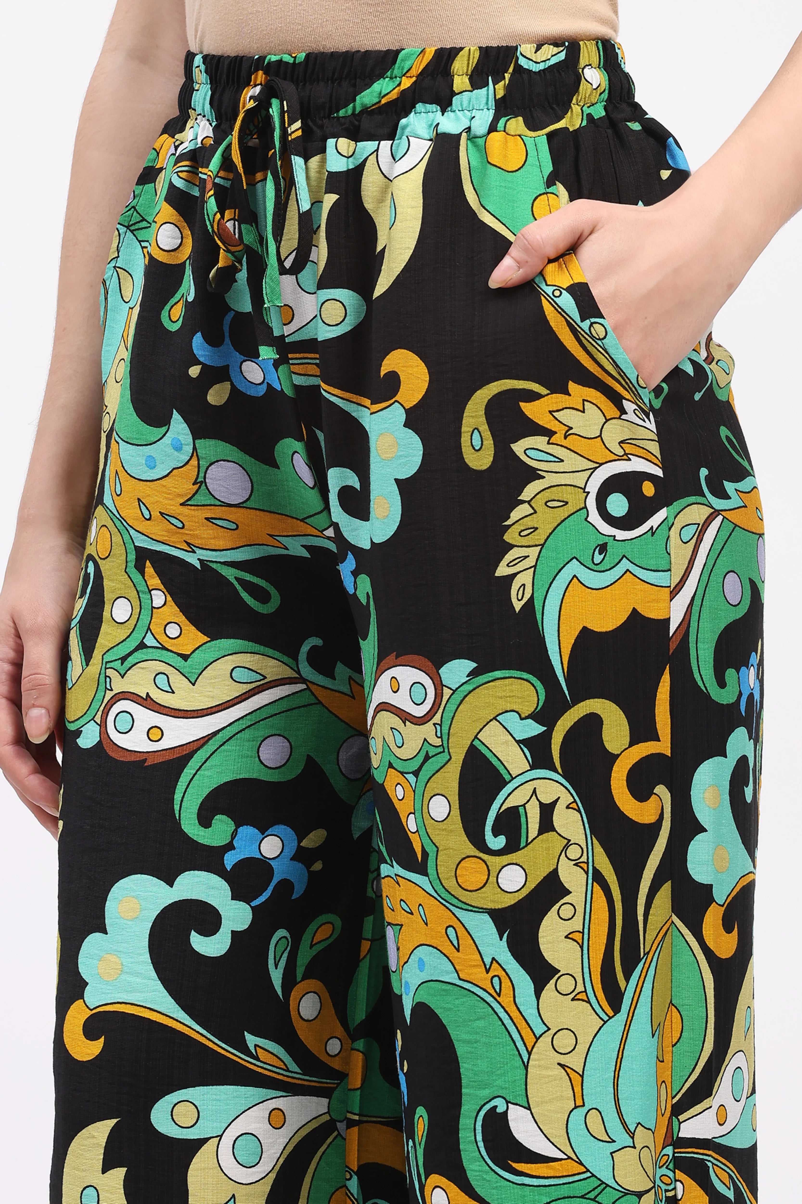 Multicolor Abstract Print Rayon Lower