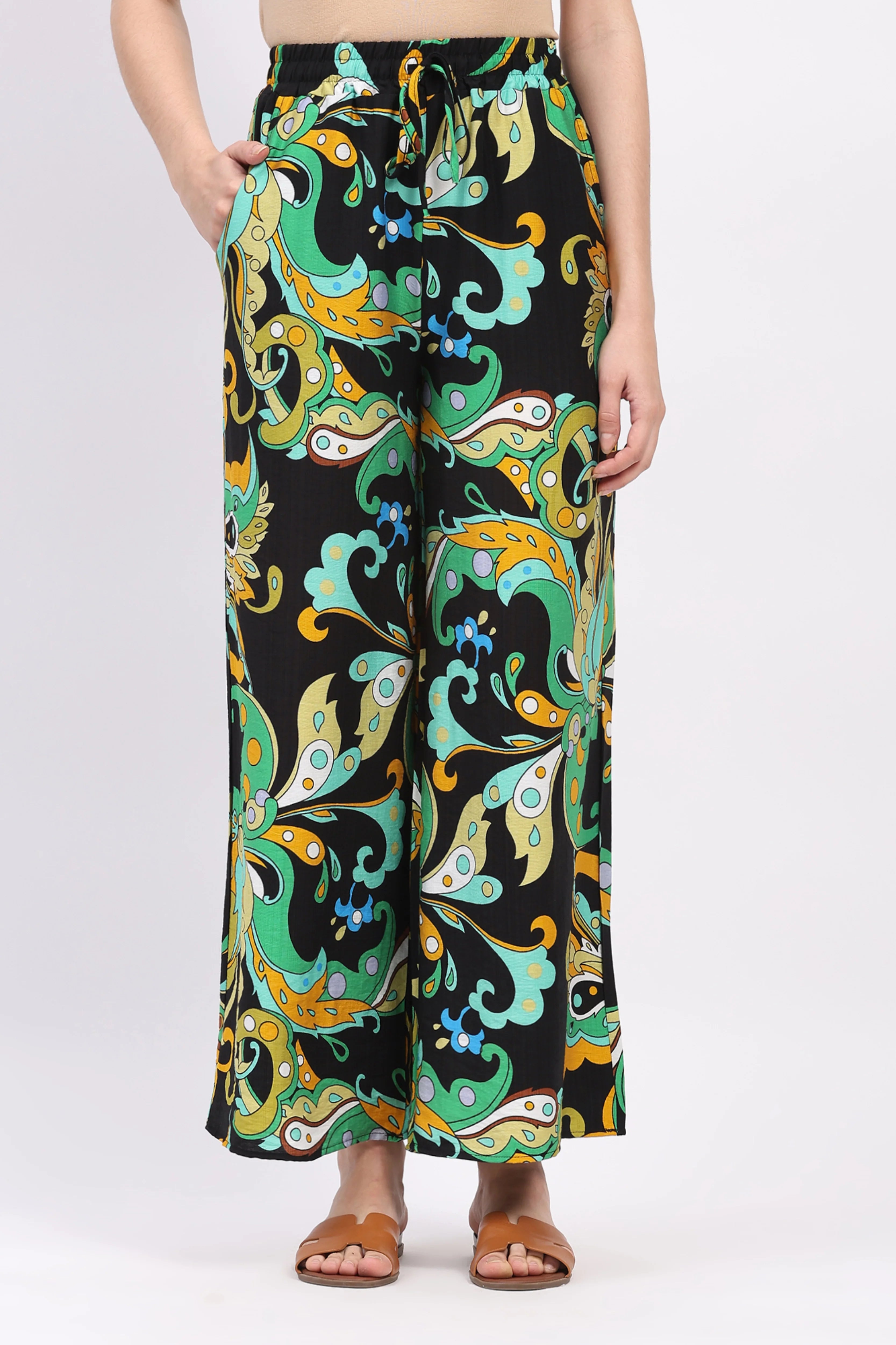 Multicolor Abstract Print Rayon Lower