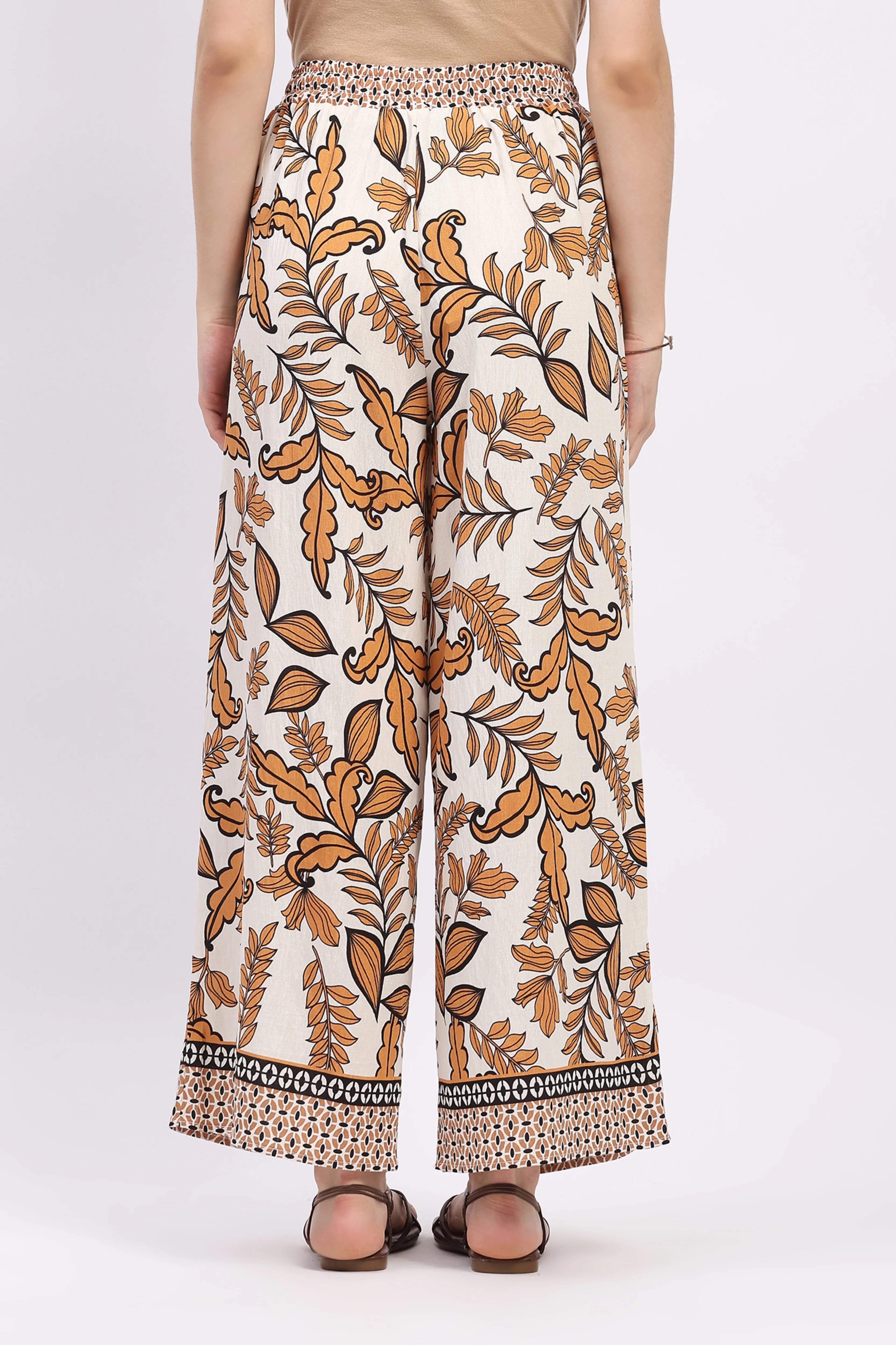 Orange Printed Rayon Lower