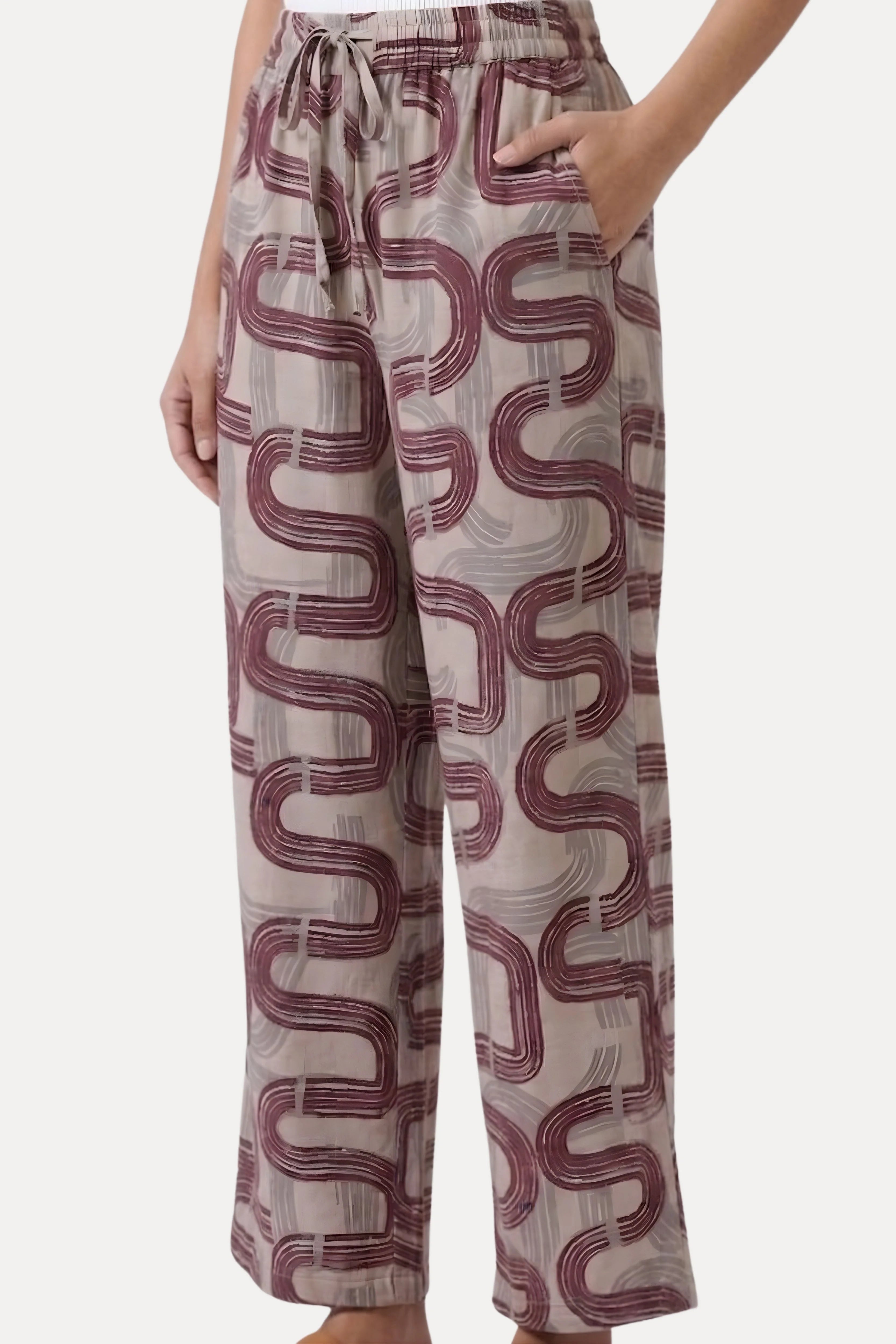 Wine Abstract Print Viscose Lower