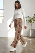 Coffee Brown Abstract Print Viscose Lower