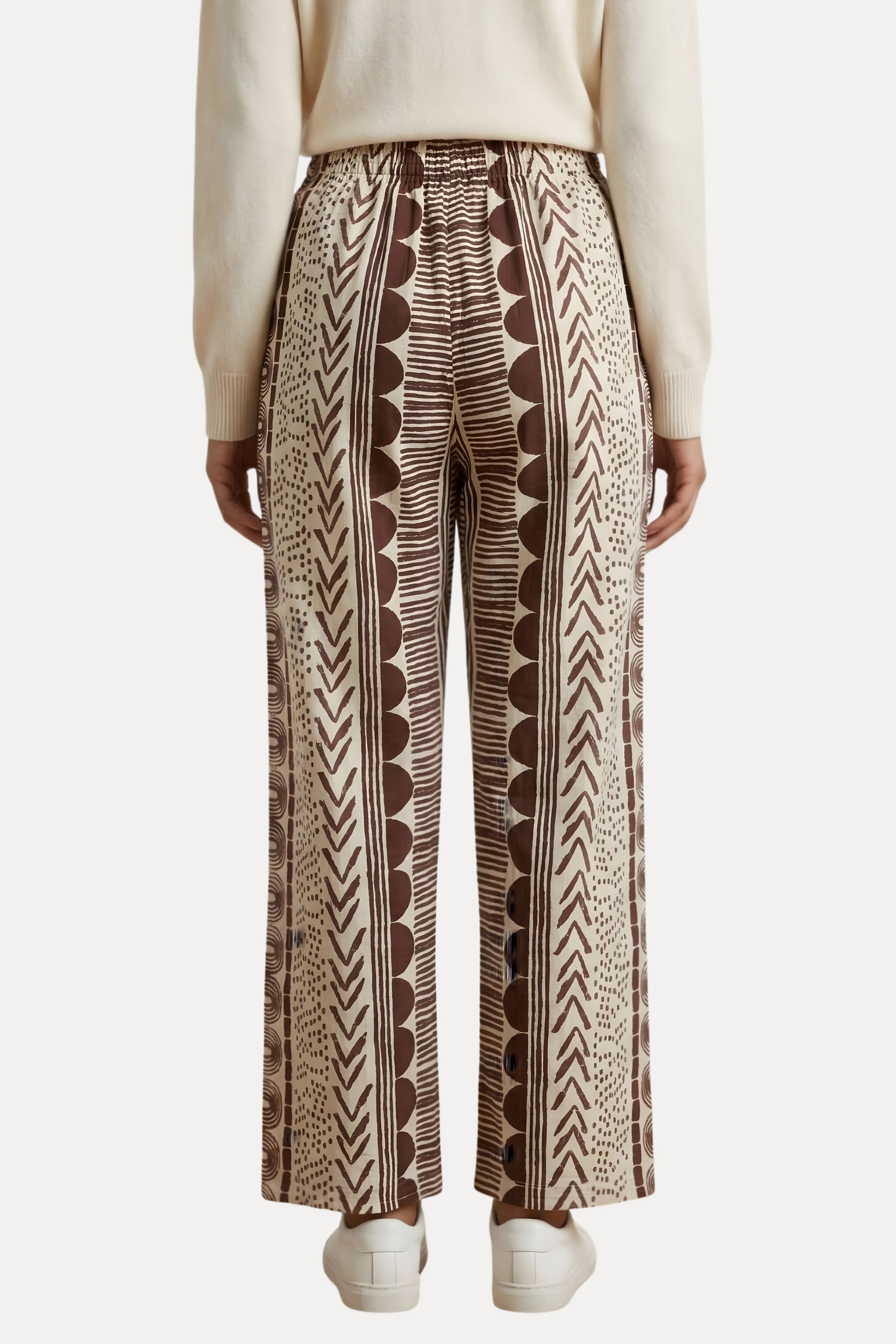 Coffee Brown Abstract Print Viscose Lower