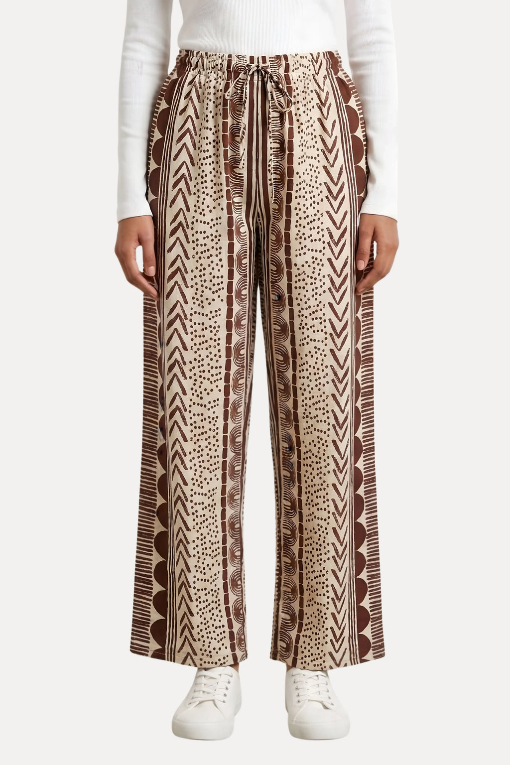 Coffee Brown Abstract Print Viscose Lower