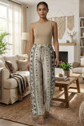 Coffee & Grey Abstract Print Viscose Lower