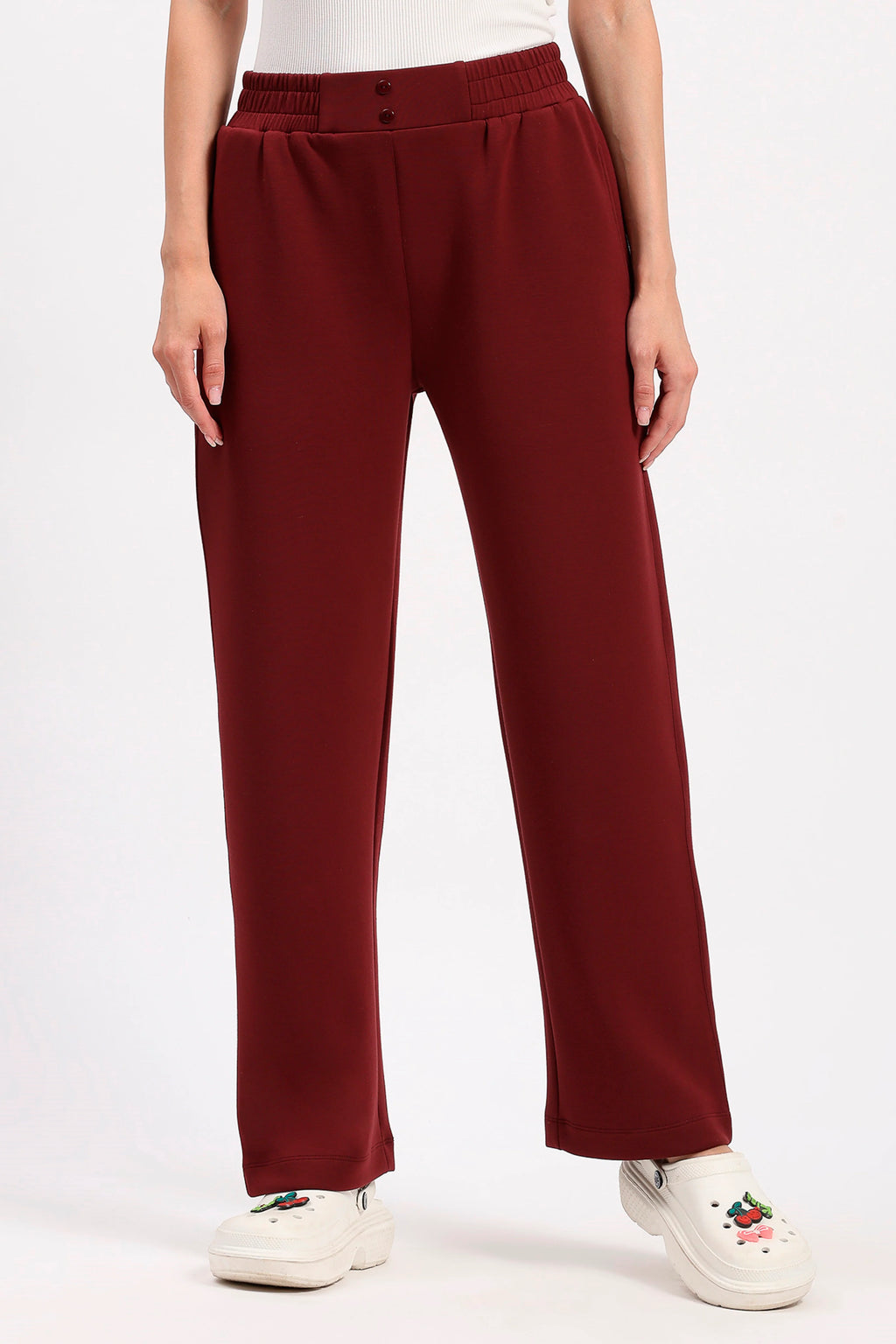 Maroon Straight Fit Lower