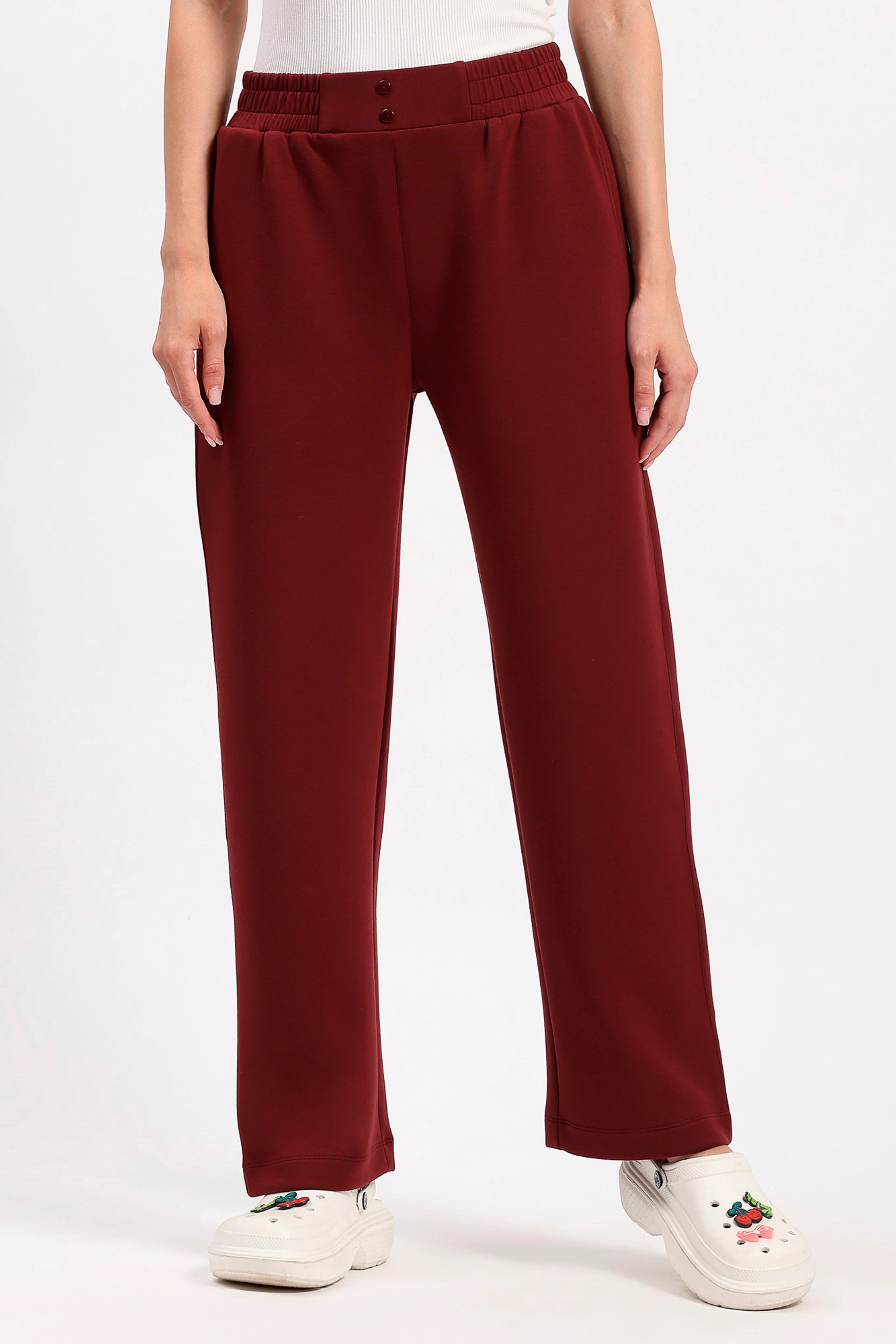 Maroon Straight Fit Lower