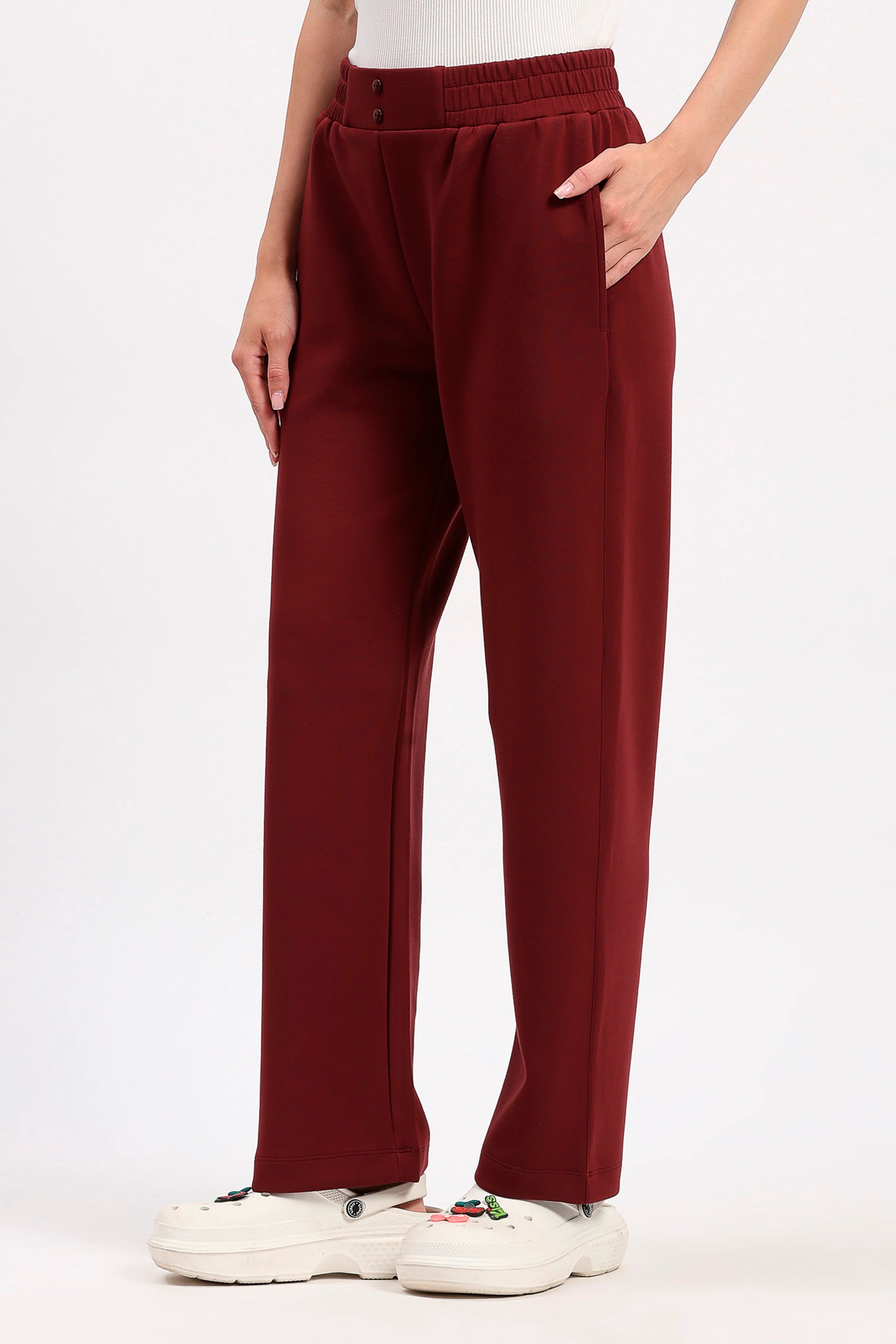 Maroon Straight Fit Lower