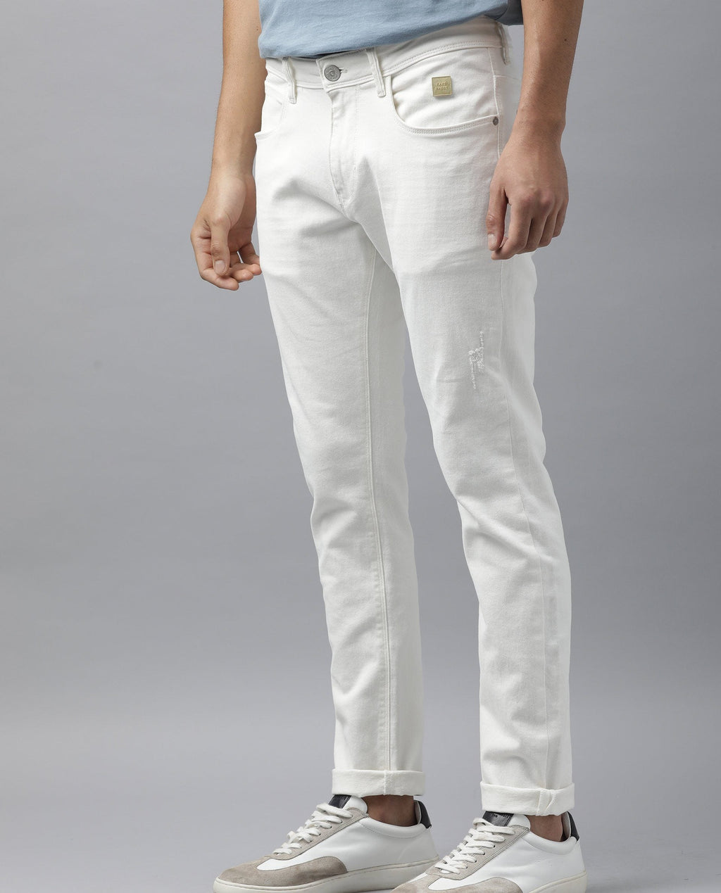 Rare Rabbit Men's Snow White Cotton Plain Morris Regular Fit Jeans