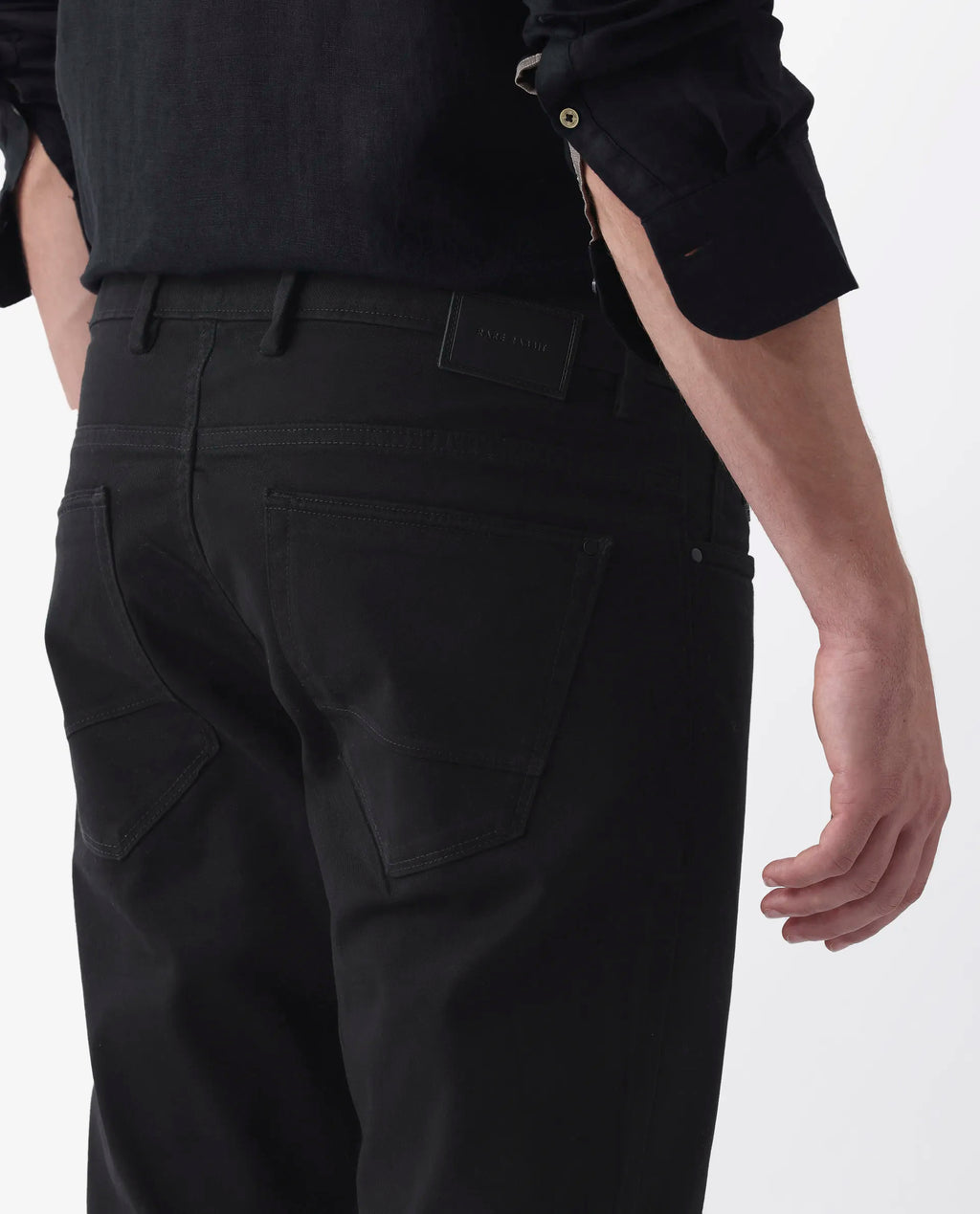 Rare Rabbit Men's Spoke 24 Black Cotton Blend Plain Regular Fit Trouser