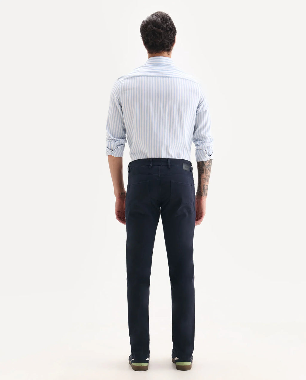 Rare Rabbit Men's Spoke-22 Navy Cotton Plain Regular Fit Trouser