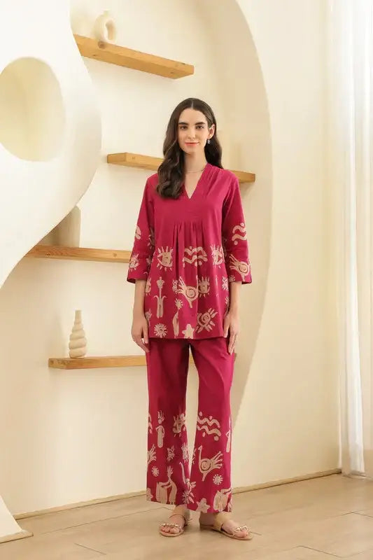 Rose Tropical Mist Printed Cotton Co-ord Set