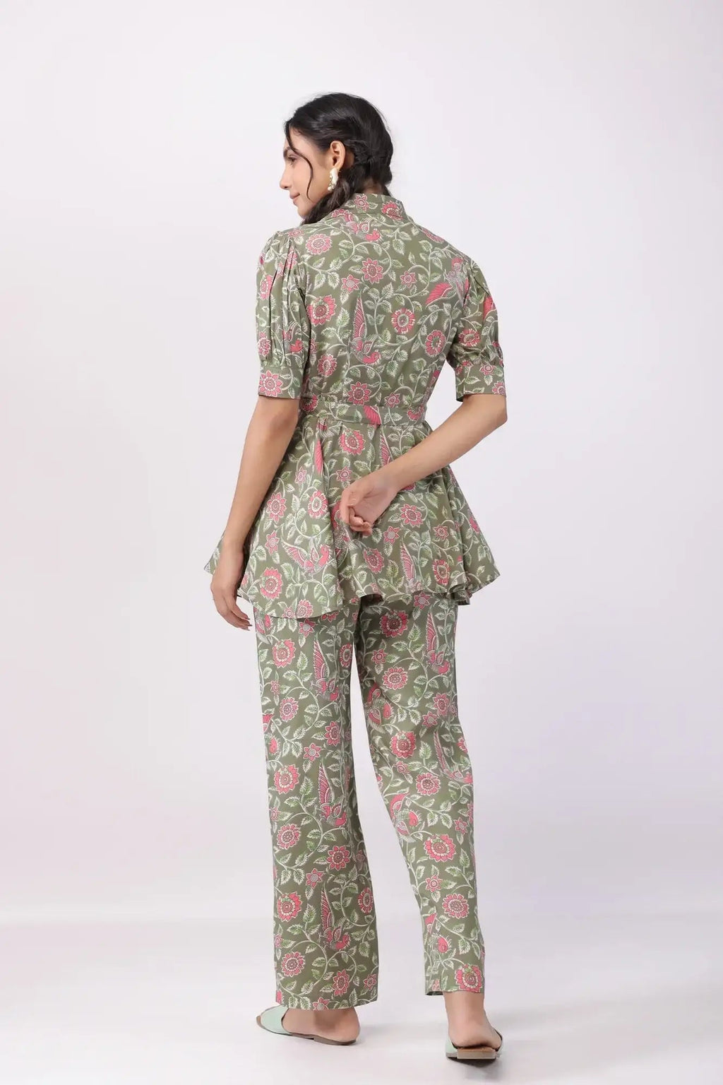 Ethereal Ensemble Green Russian Silk Co-ord Set