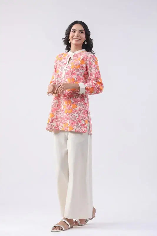 Orange Peach Cotton Flex Co-ord Set