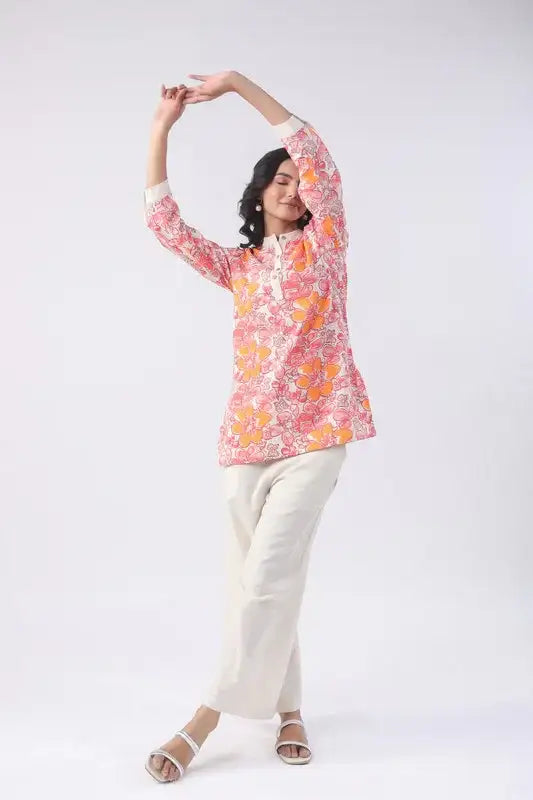 Orange Peach Cotton Flex Co-ord Set