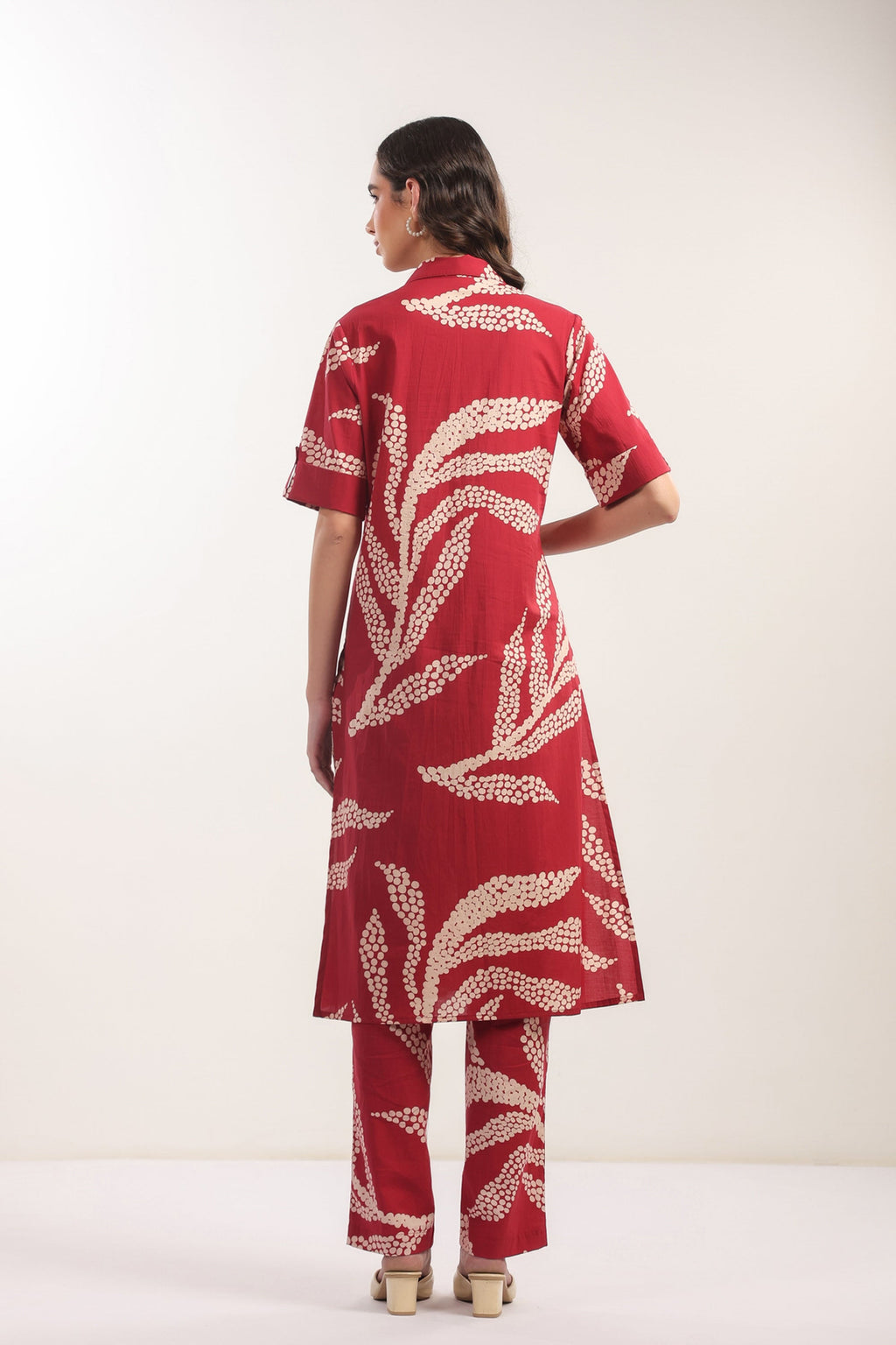 Crimson Breeze Abstract Cotton Co-ord Set