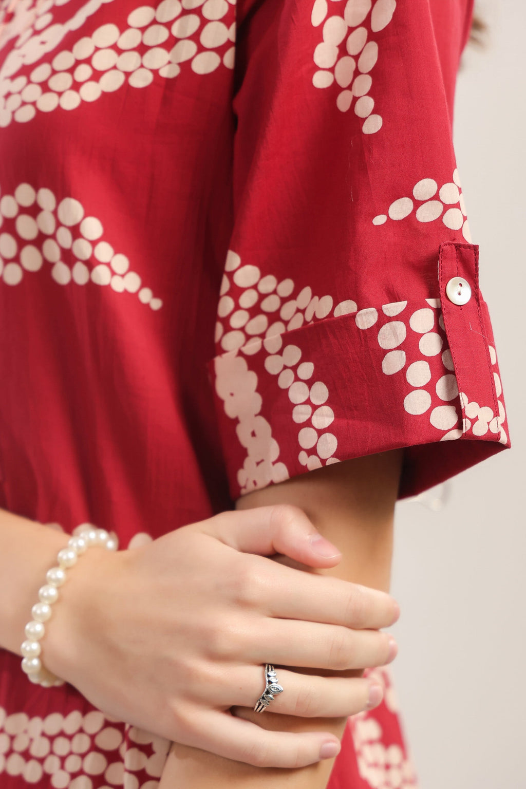 Crimson Breeze Abstract Cotton Co-ord Set