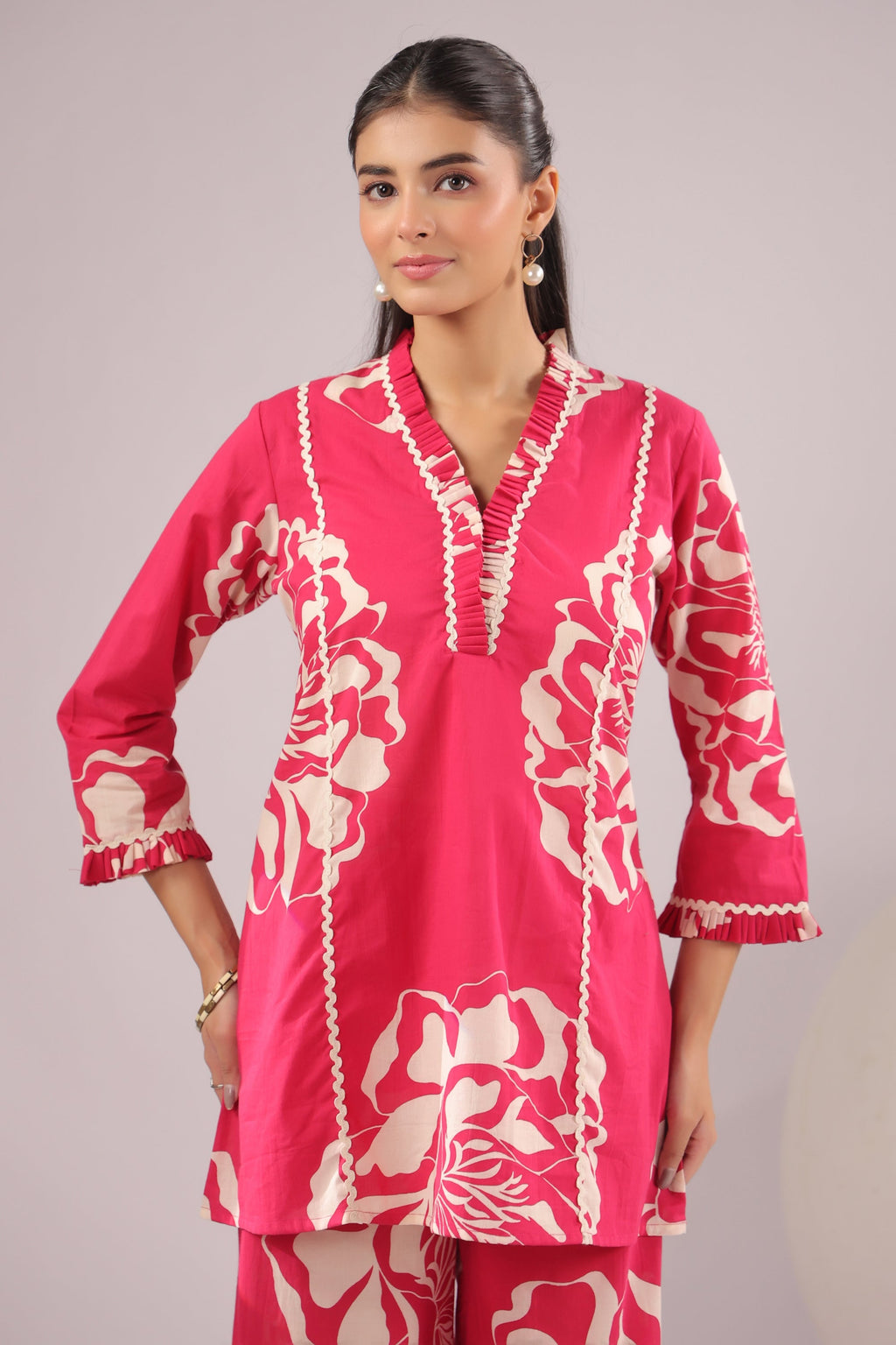Fuchsia Bloom Printed Cotton Co-ord Set