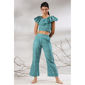 Glitched Stripes on Blue Cotton Co-ord Set