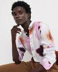 Rare Rabbit Men's Stereo Pink Viscose Floral Print Regular Fit Full Sleeve Collared Shirt