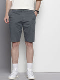 Men's Stone Blue Regular Fit Solid Casual Shorts