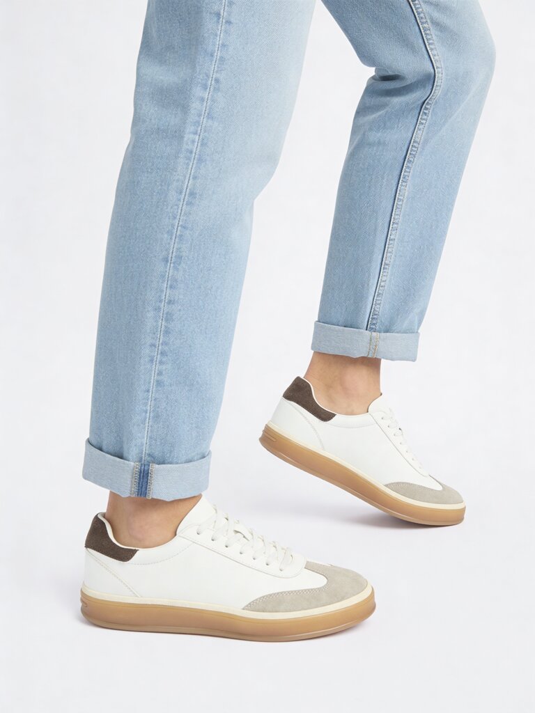 SOLEPLAY White Suede Detailed Lace-Up Sneakers