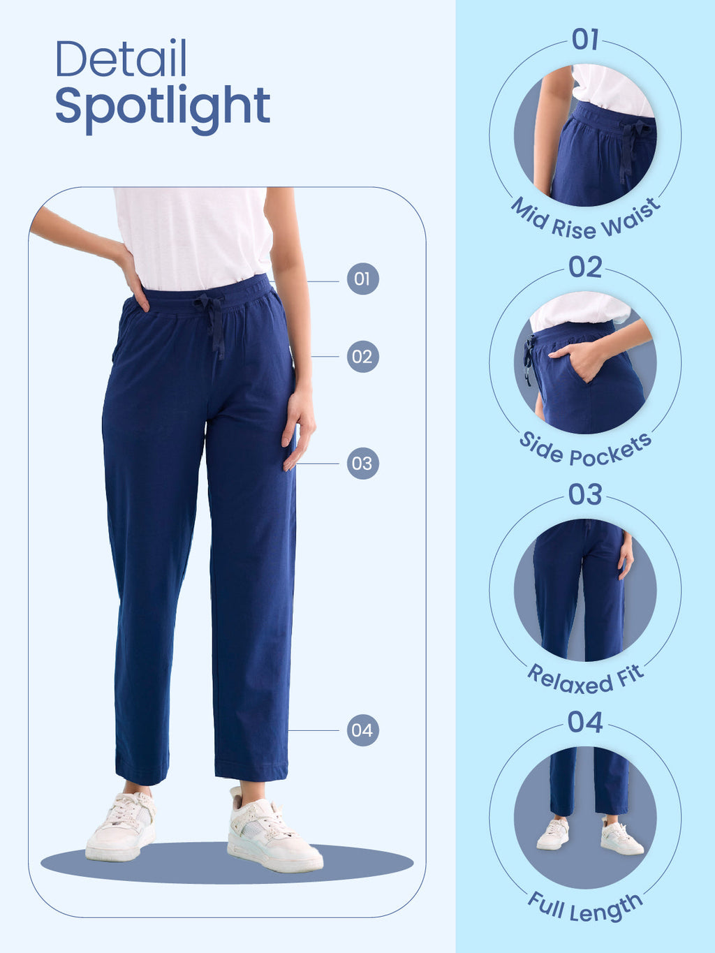 Navy Cotton Stretch Track Pant