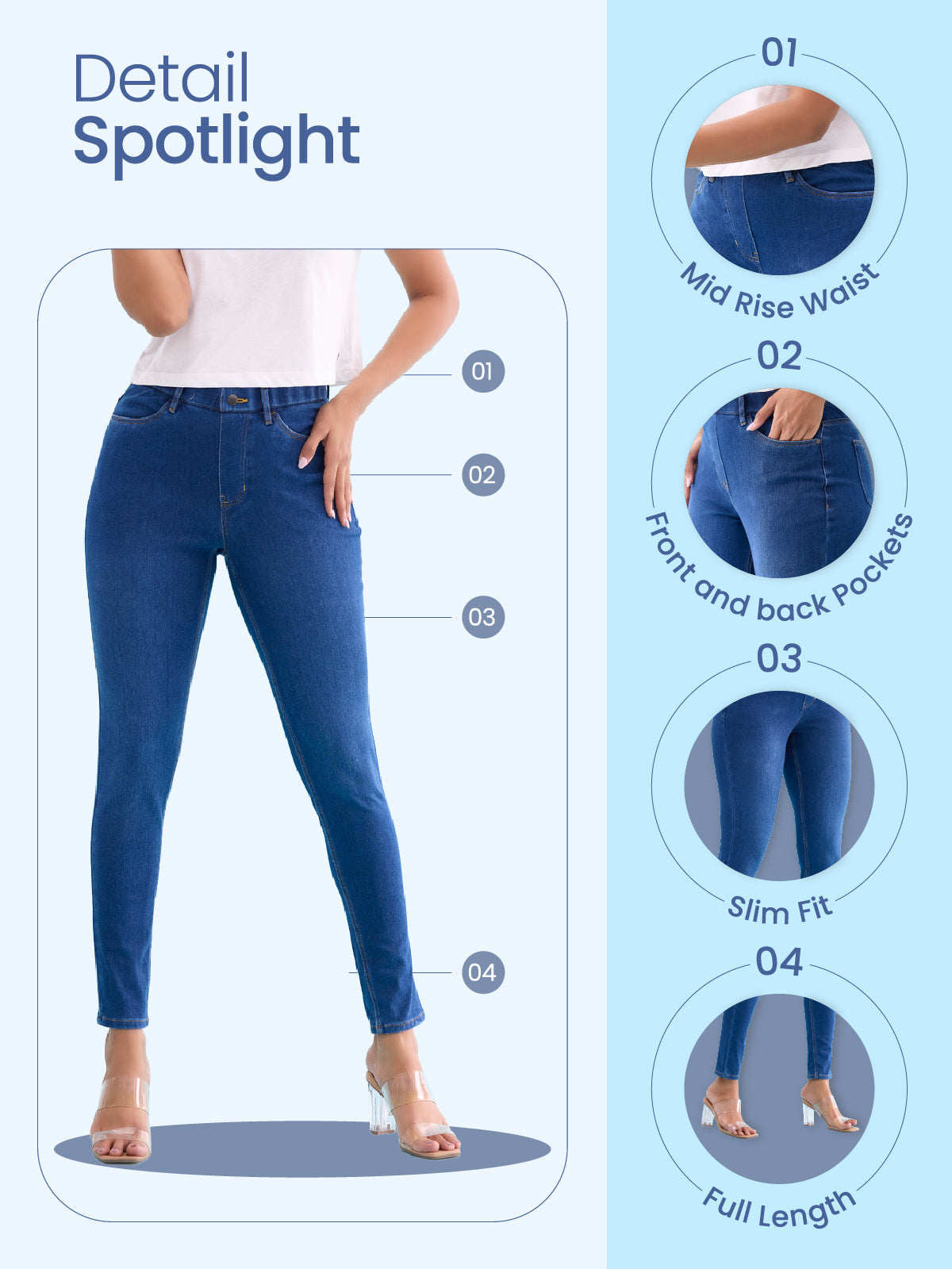 Light Blue Cotton Poly Stretch Denim Jeggings